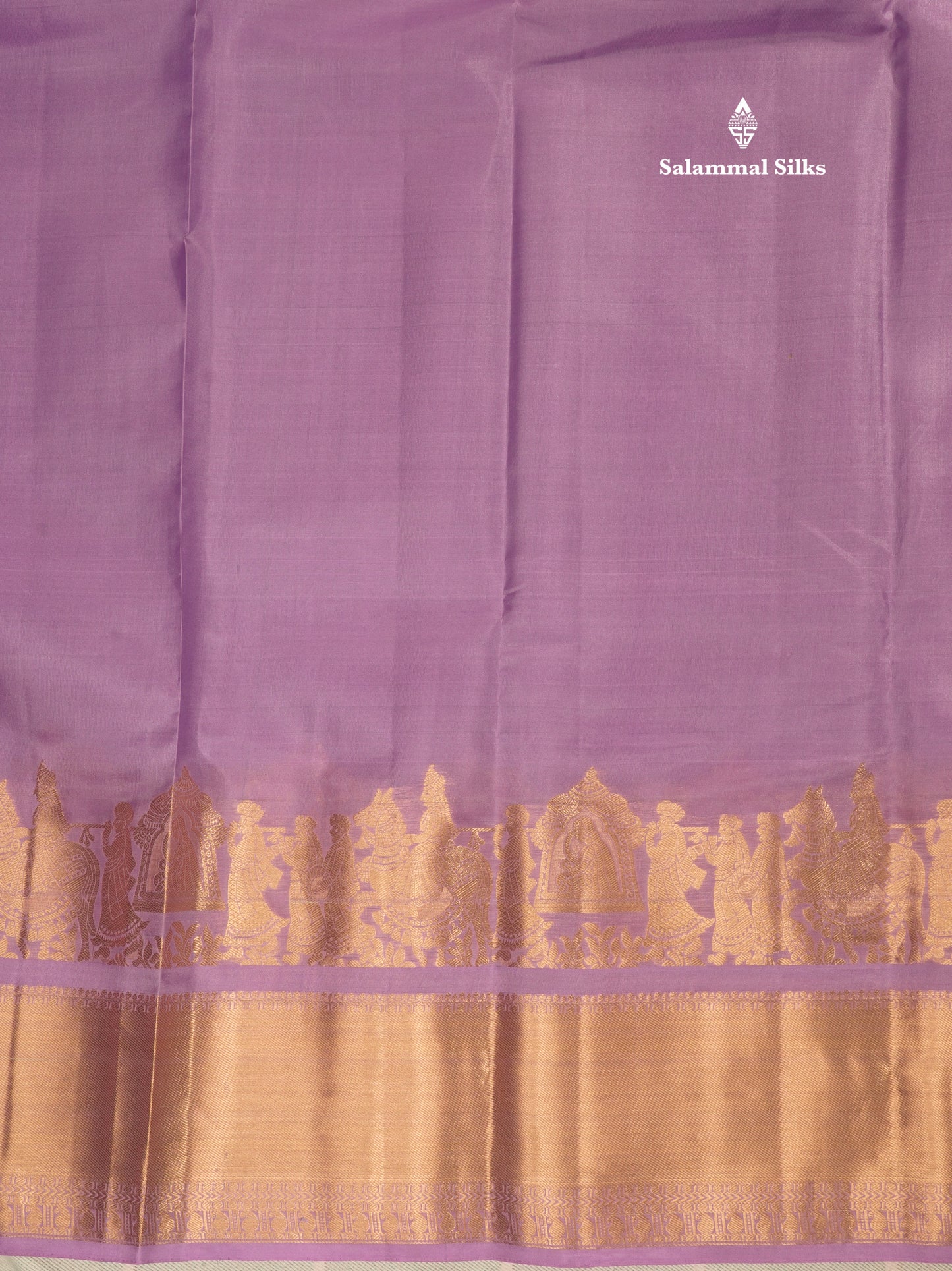 Lavender Plain Pure Kanjivaram Silk Saree with Traditional Pallakku Border