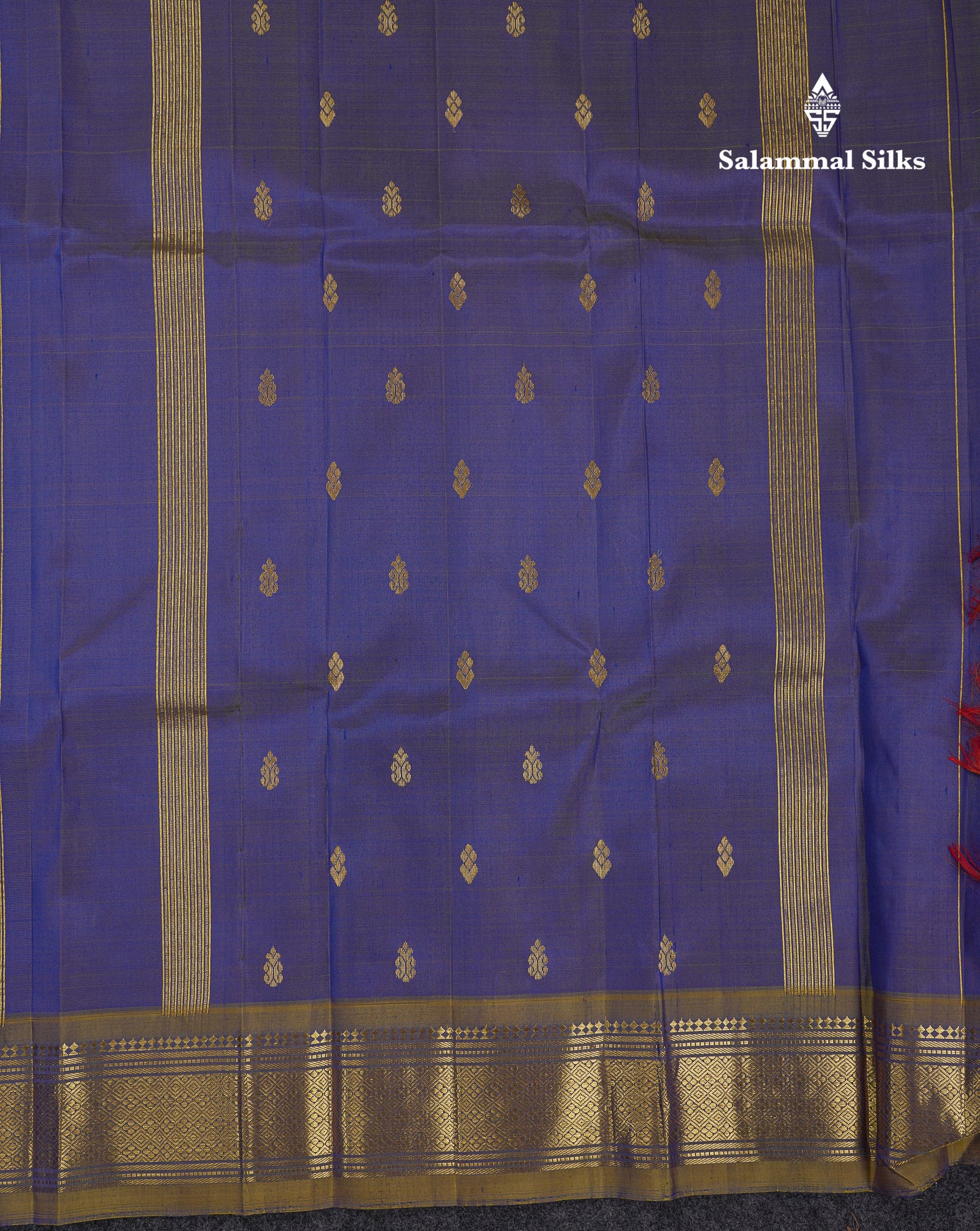 Beautiful Dual Tone Peacock Blue Pure Kanjivaram Silk Saree With Contrast Manthulir Yellow Traditional One Side Border