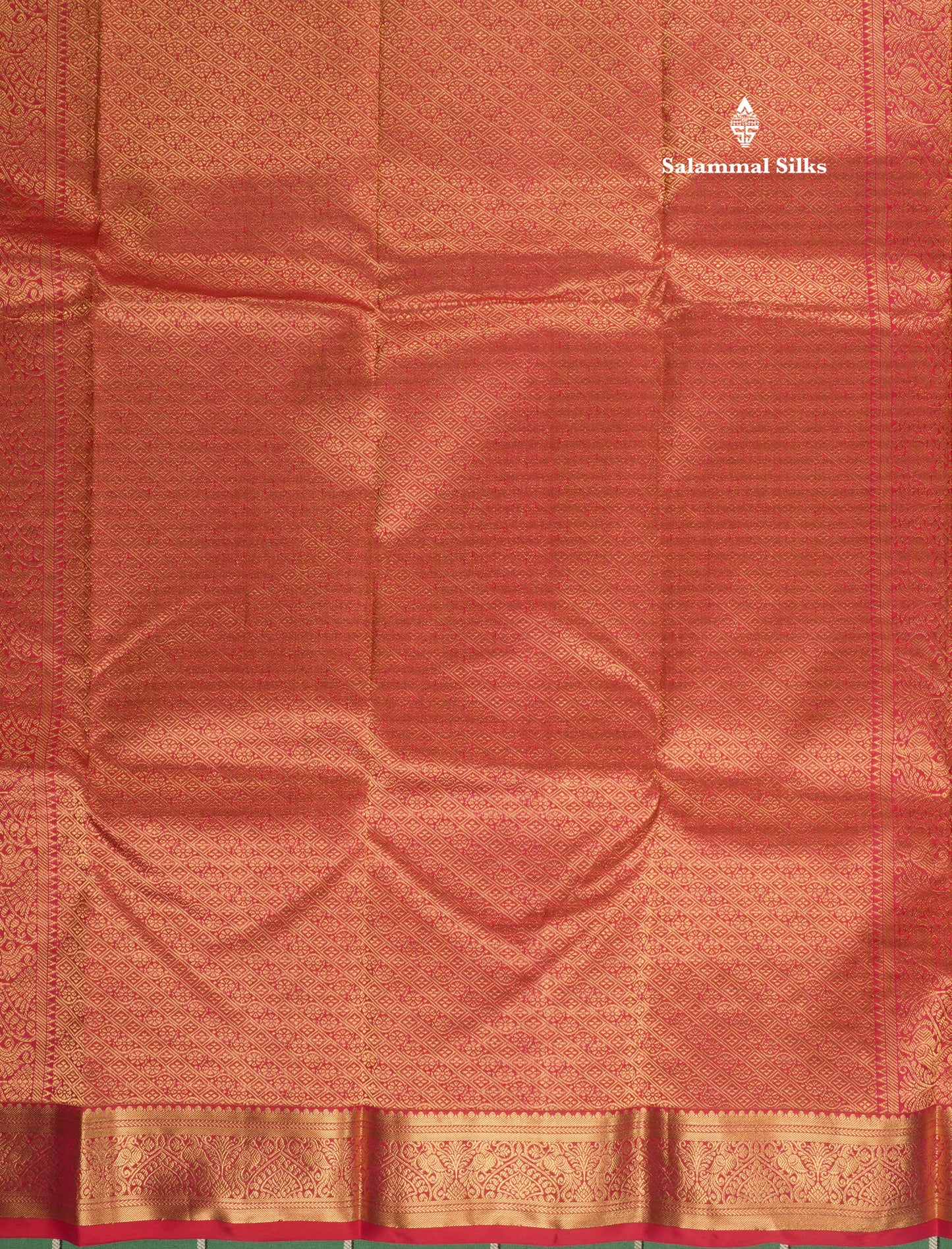 Pinkish Red Zari Lines Pure Kanjivaram Silk Saree With Small Border