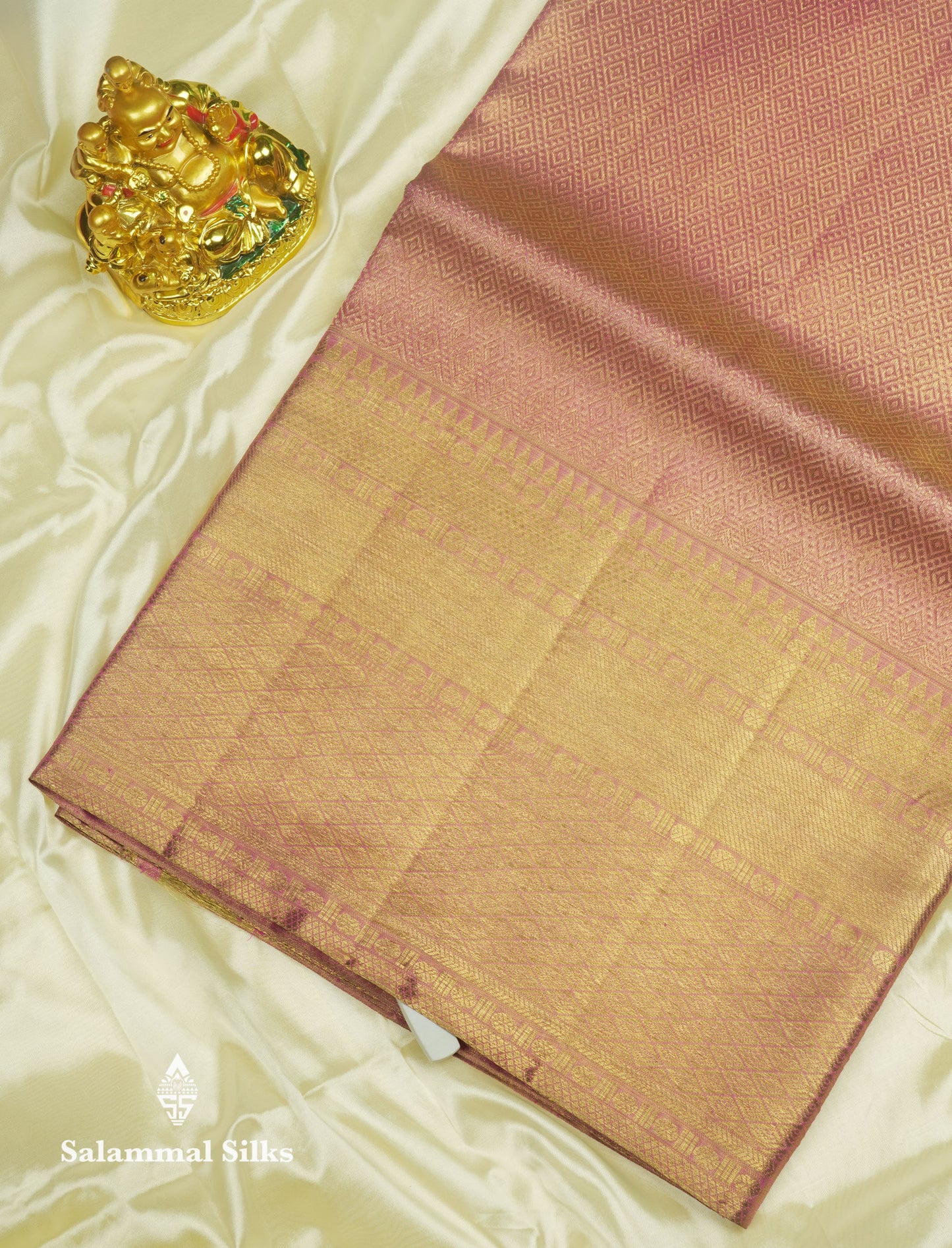 Beautiful Onion Pink Tissue Pure Kanjivaram Silk Saree (2G) Zari With Self Border