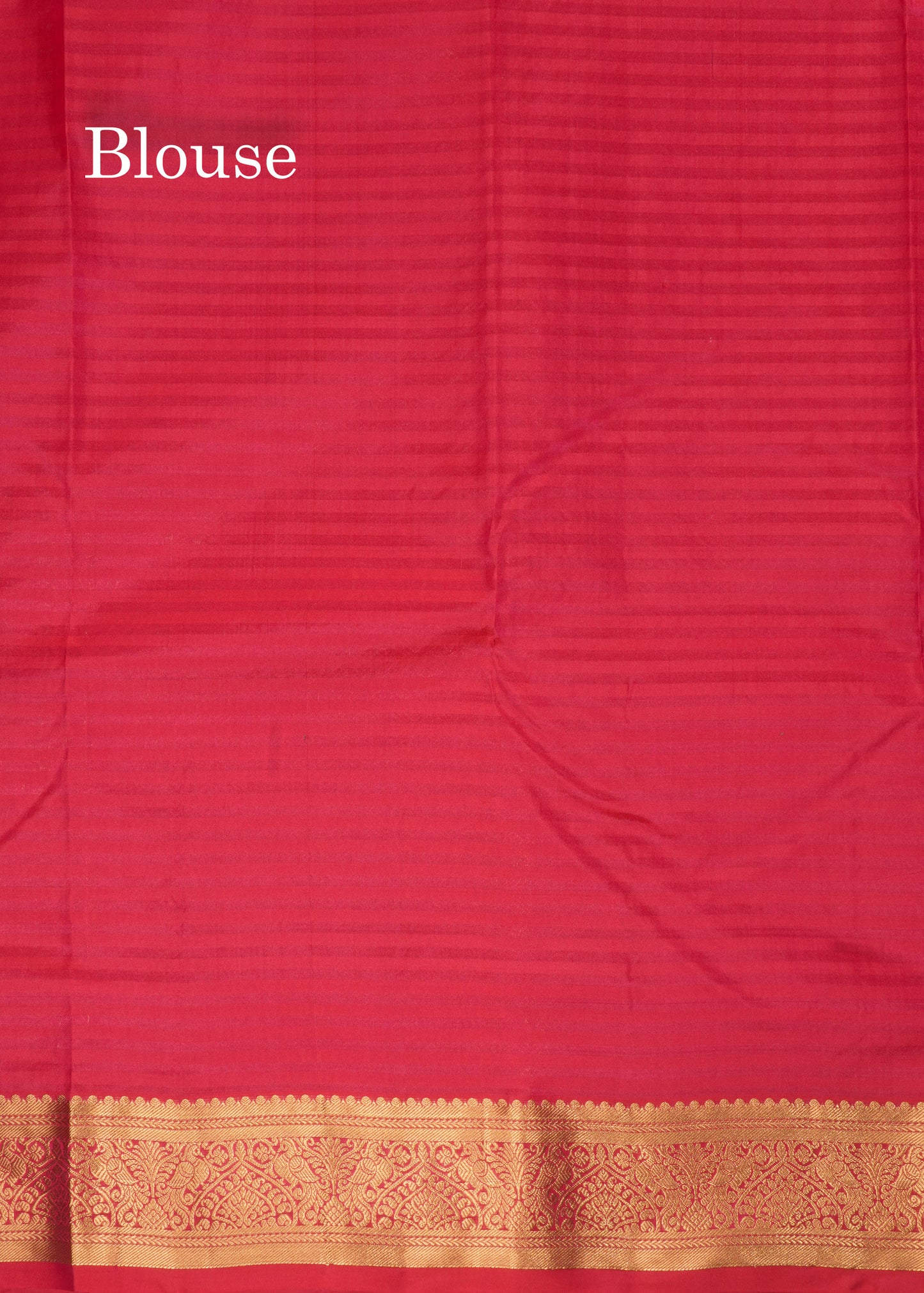 Pinkish Red Zari Lines Pure Kanjivaram Silk Saree With Small Border