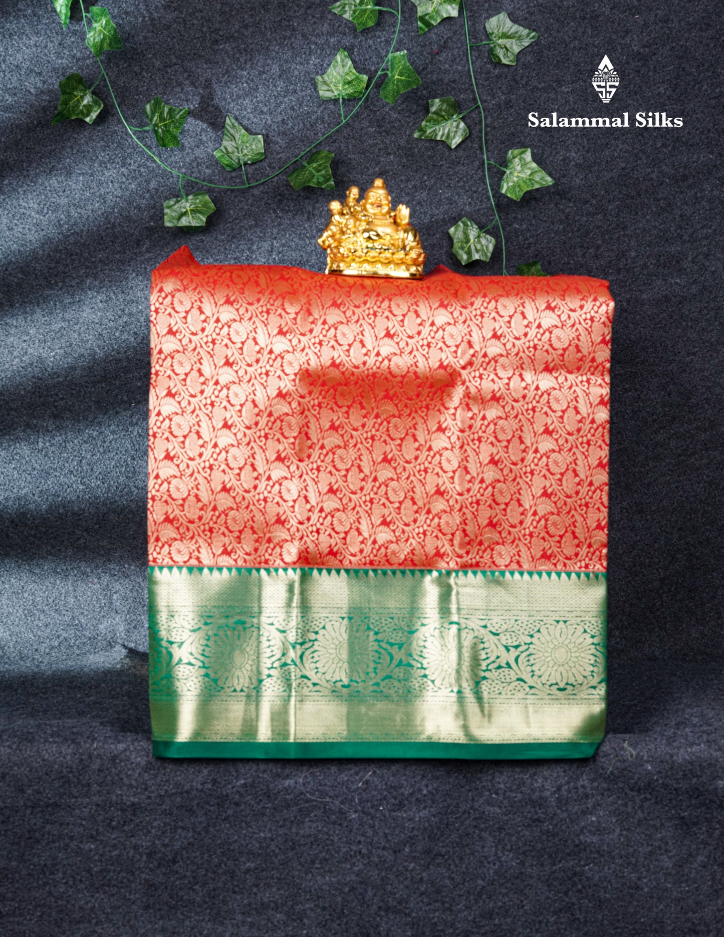 Semi Silk Pattu Pavadai (Red) with Bottle Green Blouse 27"