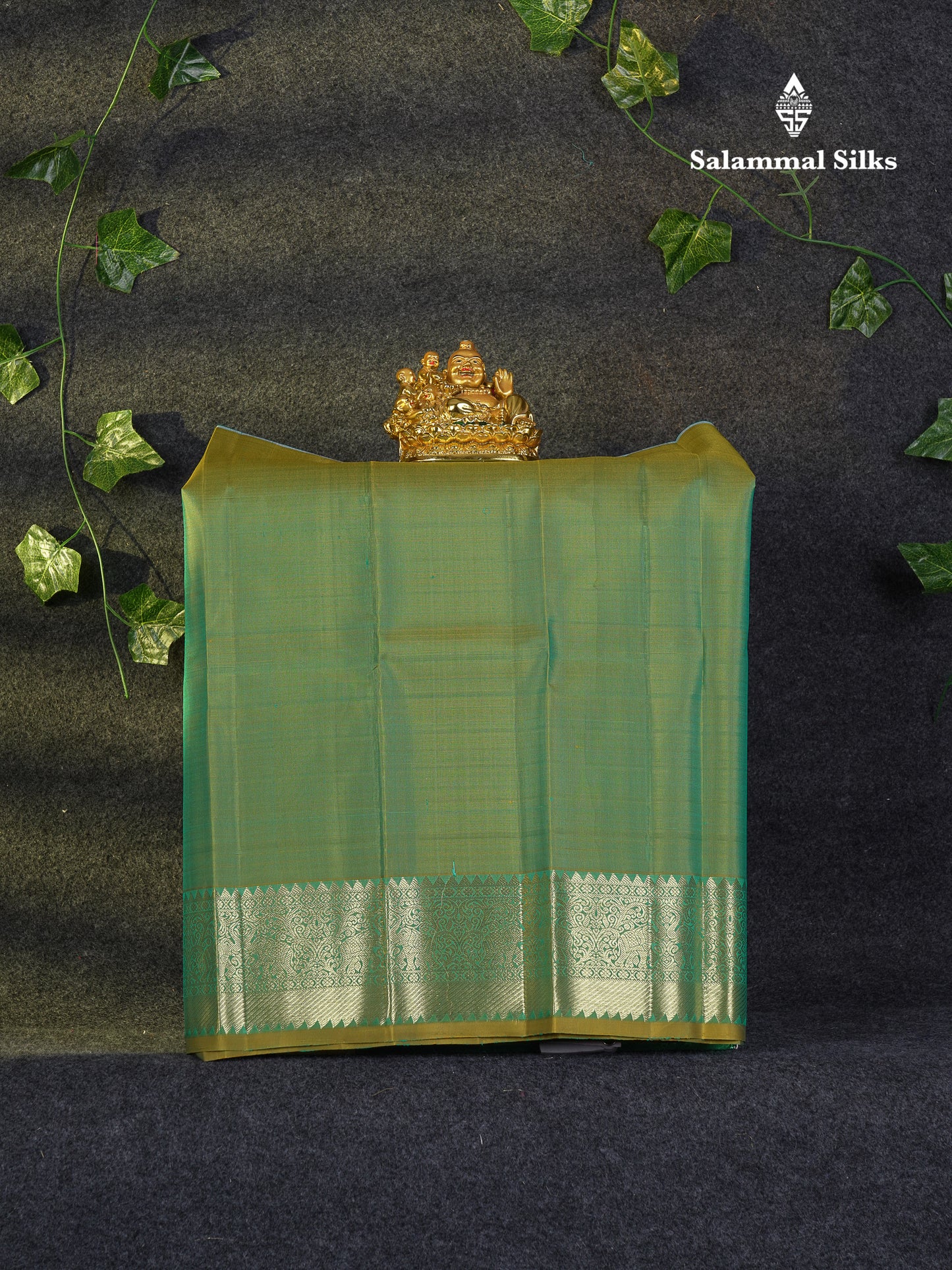 Beautiful Pure Silk Pattu Pavadai (Bottle Green) With Contrast Olive Mustard Yellow Blouse 18"