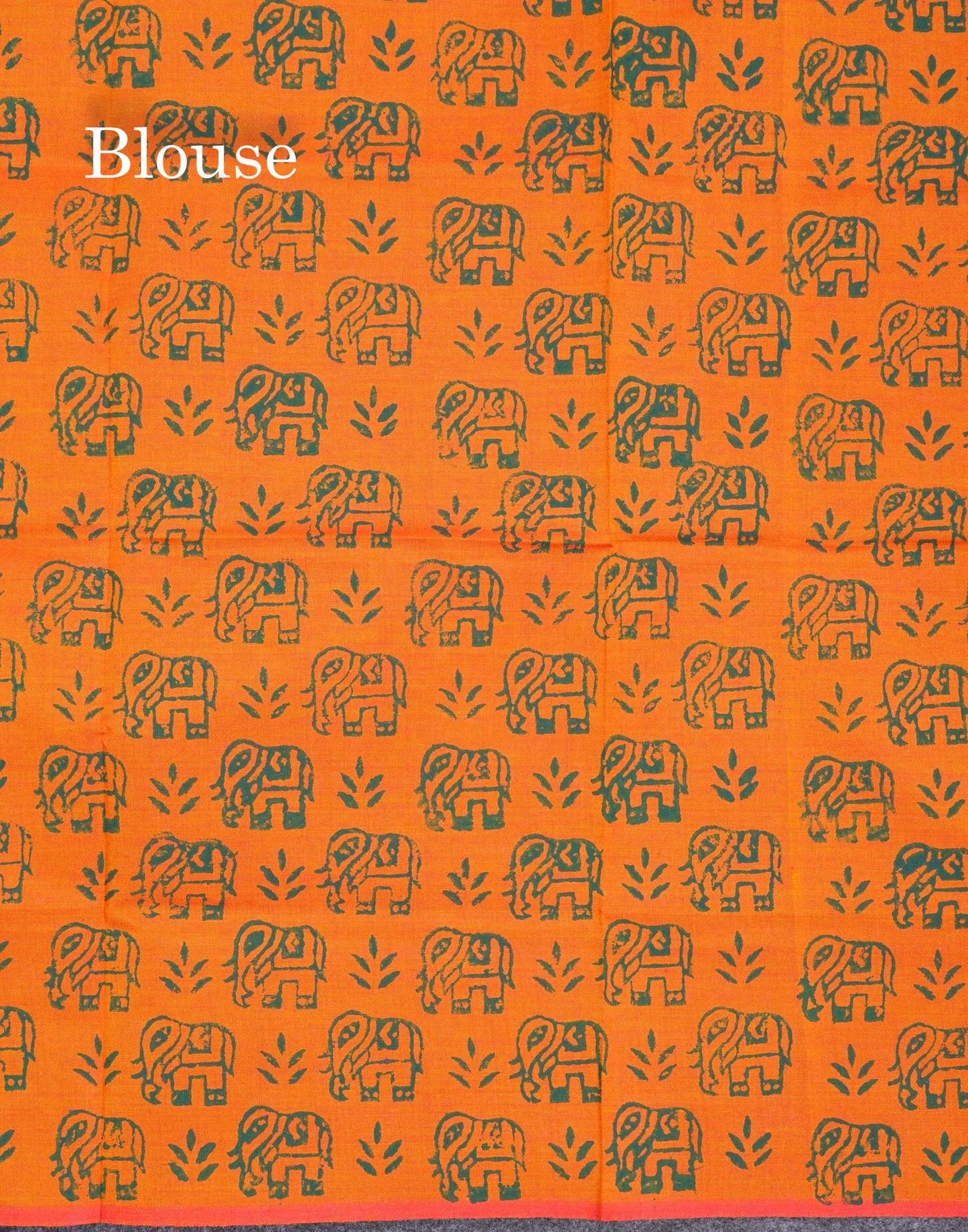 Brown South Cotton Printed Saree With Contrast Orange Blouse