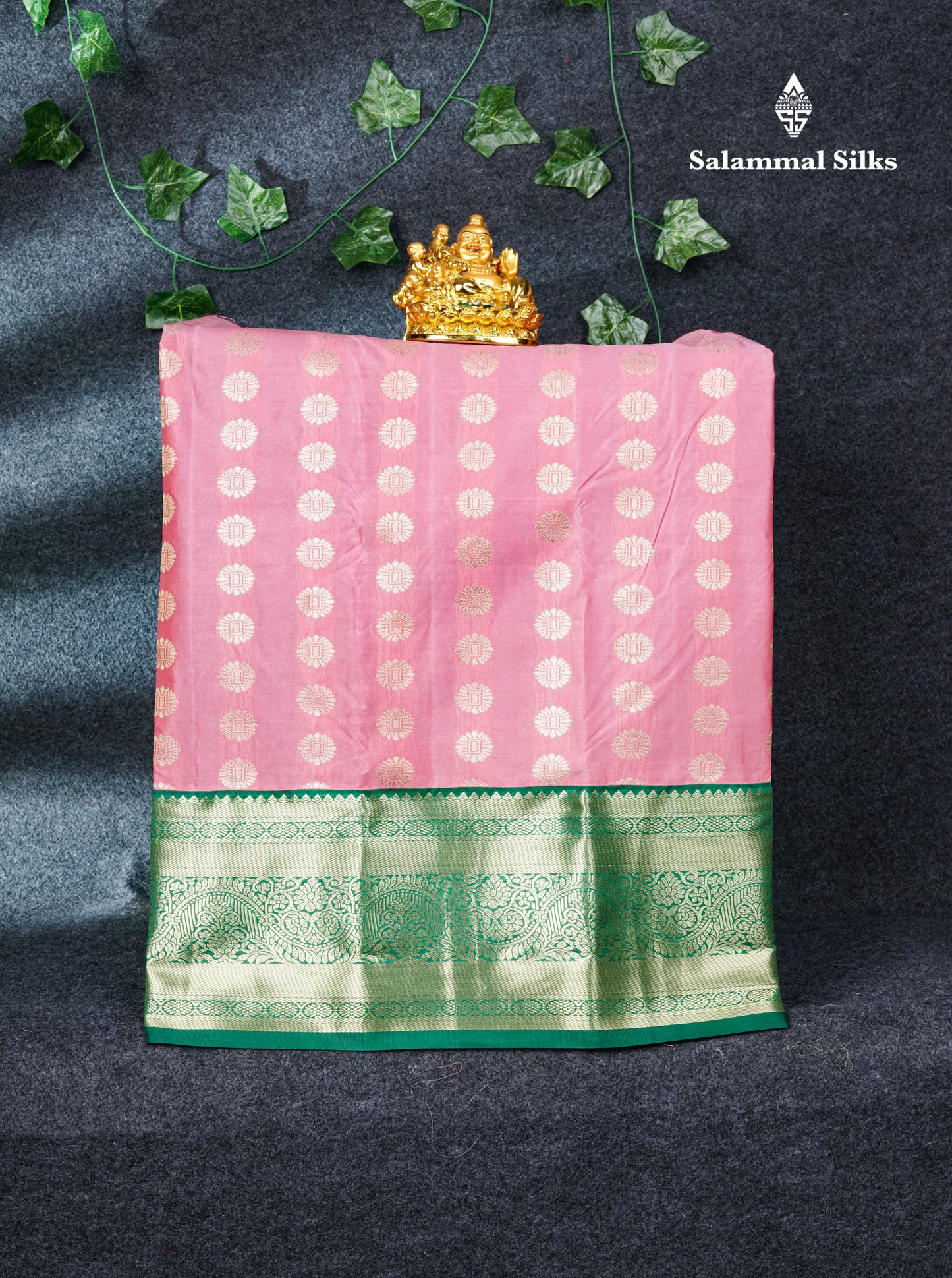 Semi Silk Pattu Pavadai (Onion Pink) with Bottle Green Blouse 26"