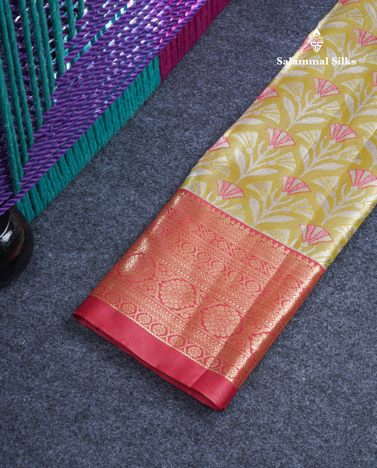 Semi Silk Pattu Pavadai Tissue (Lavender) With Red Blouse 21"