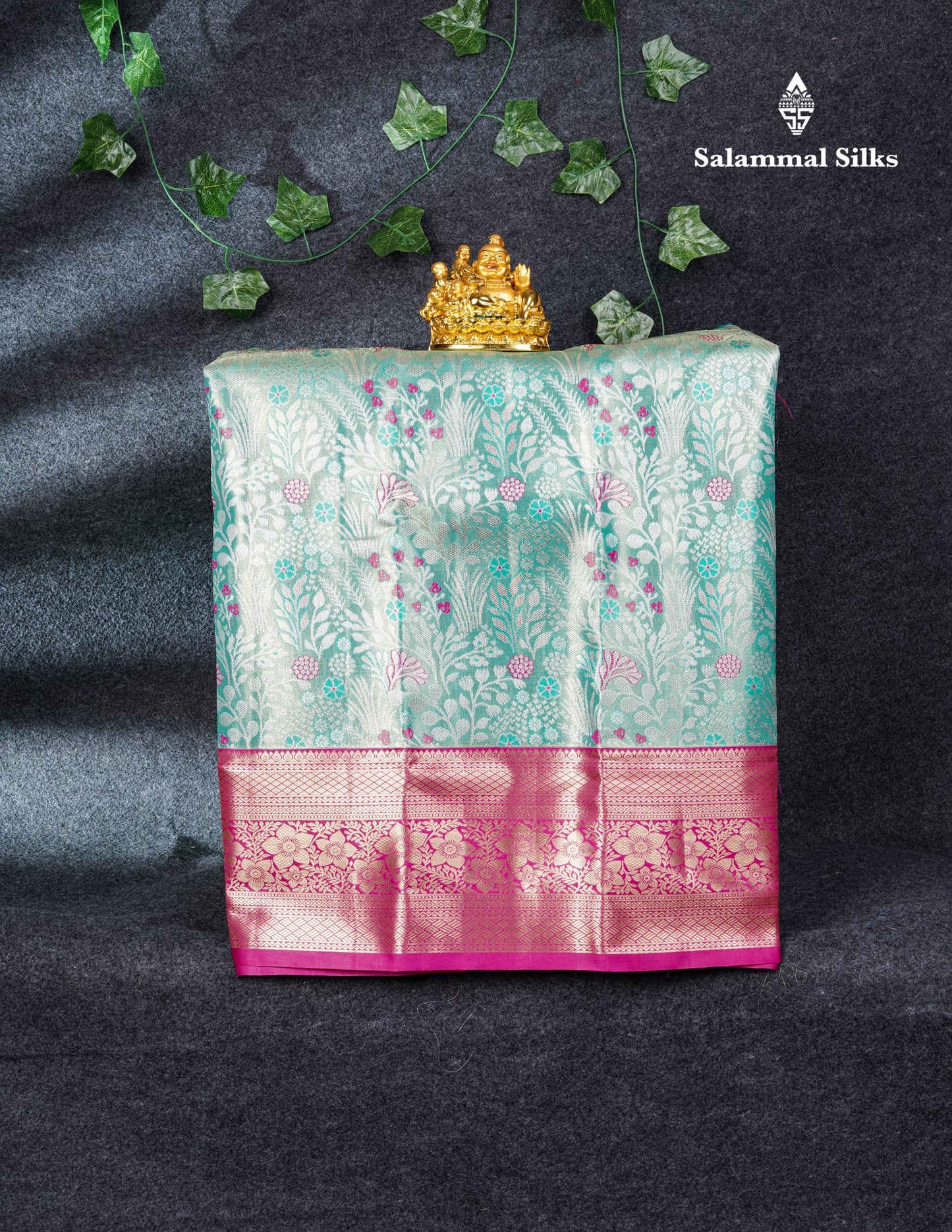 Semi Silk Pattu Pavadai Tissue (Orange) with Pista Green Blouse 27"