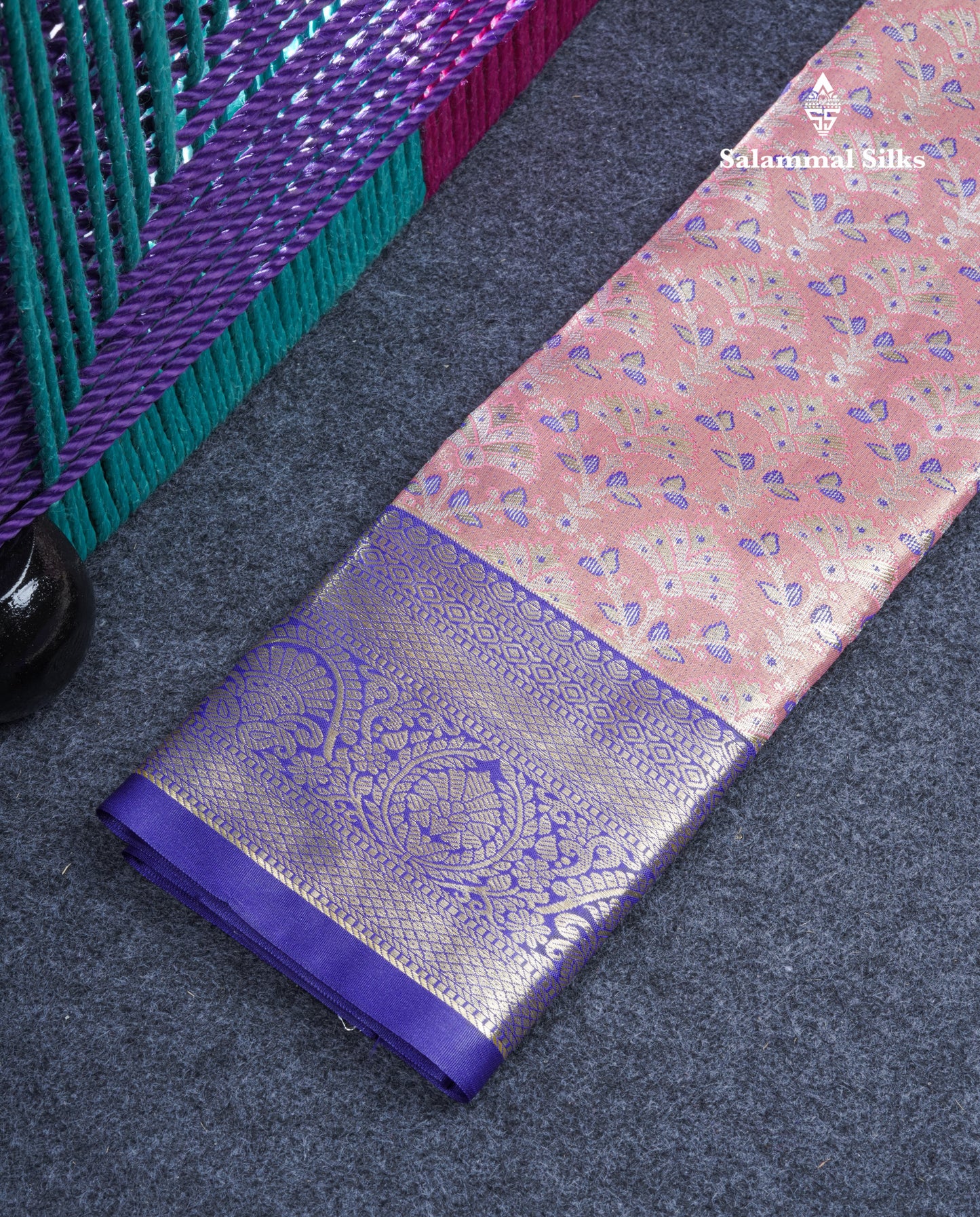 Semi Silk Pattu Pavadai Tissue (Purple) With Violet Blouse 21"