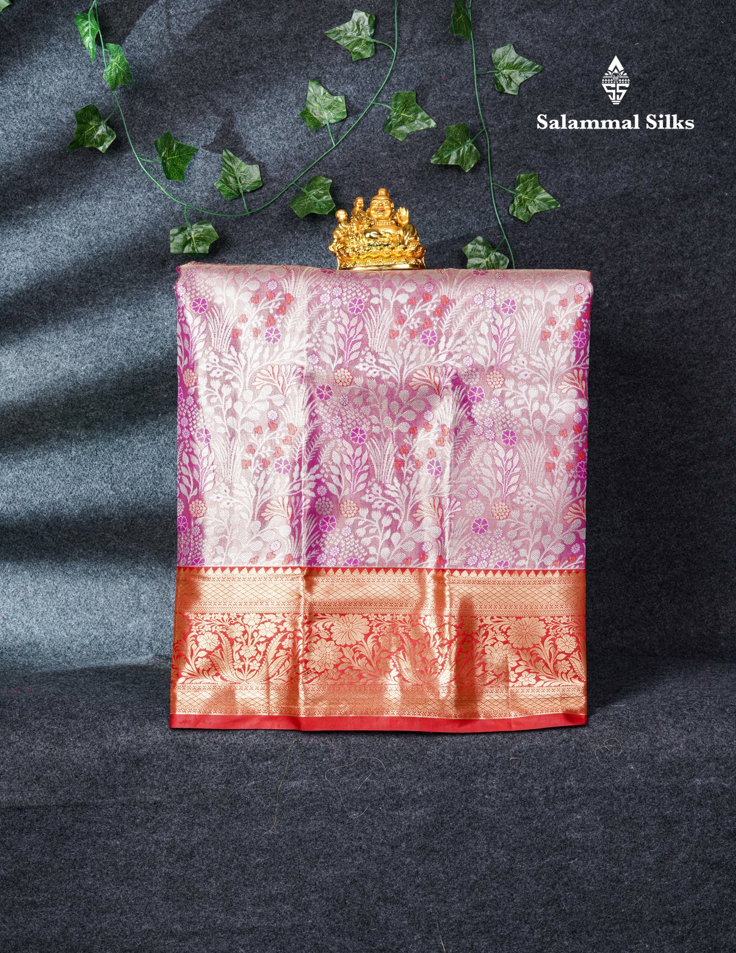 Semi Silk Pattu Pavadai Tissue (Orange) with Pista Green Blouse 27"