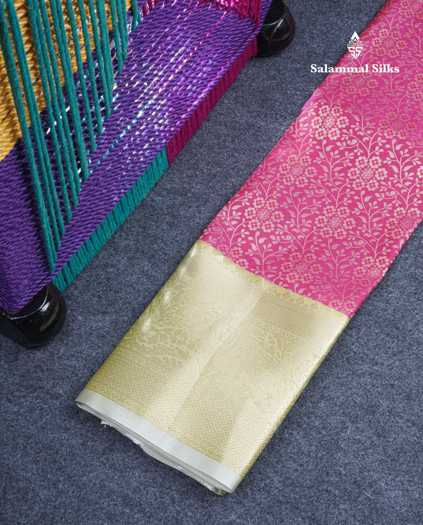 Semi Silk Pattu Pavadai (Sapphire Green) with Lavender Blouse 27"