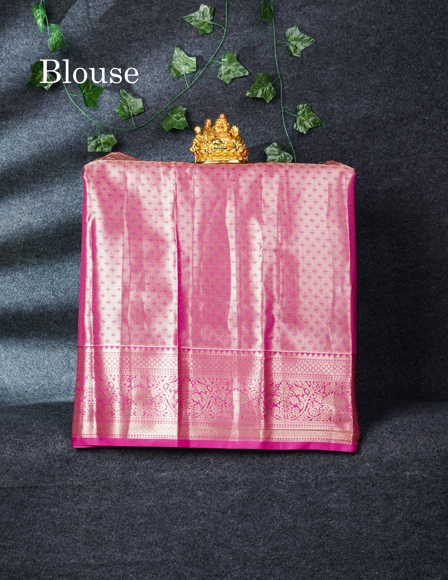 Semi Silk Pattu Pavadai Tissue (Pastel Blue) with Magenta Pink Blouse 27"
