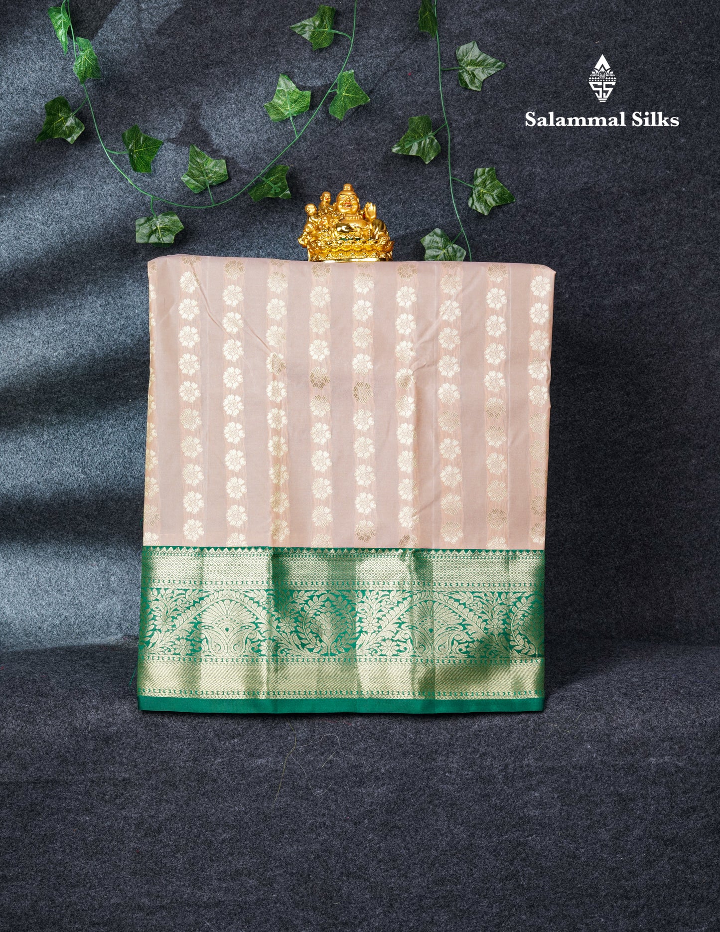 Semi Silk Pattu Pavadai (Sapphire Green) with Purple Blouse 27"