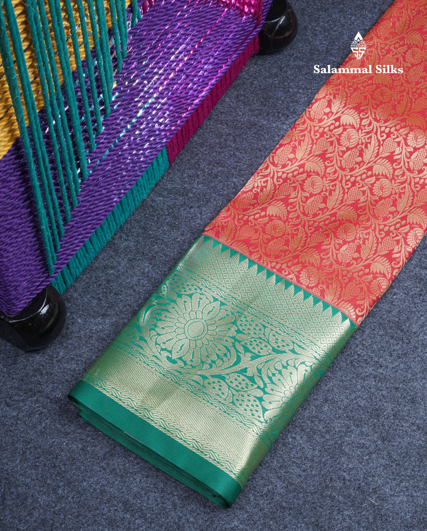Semi Silk Pattu Pavadai (Red) with Bottle Green Blouse 27"