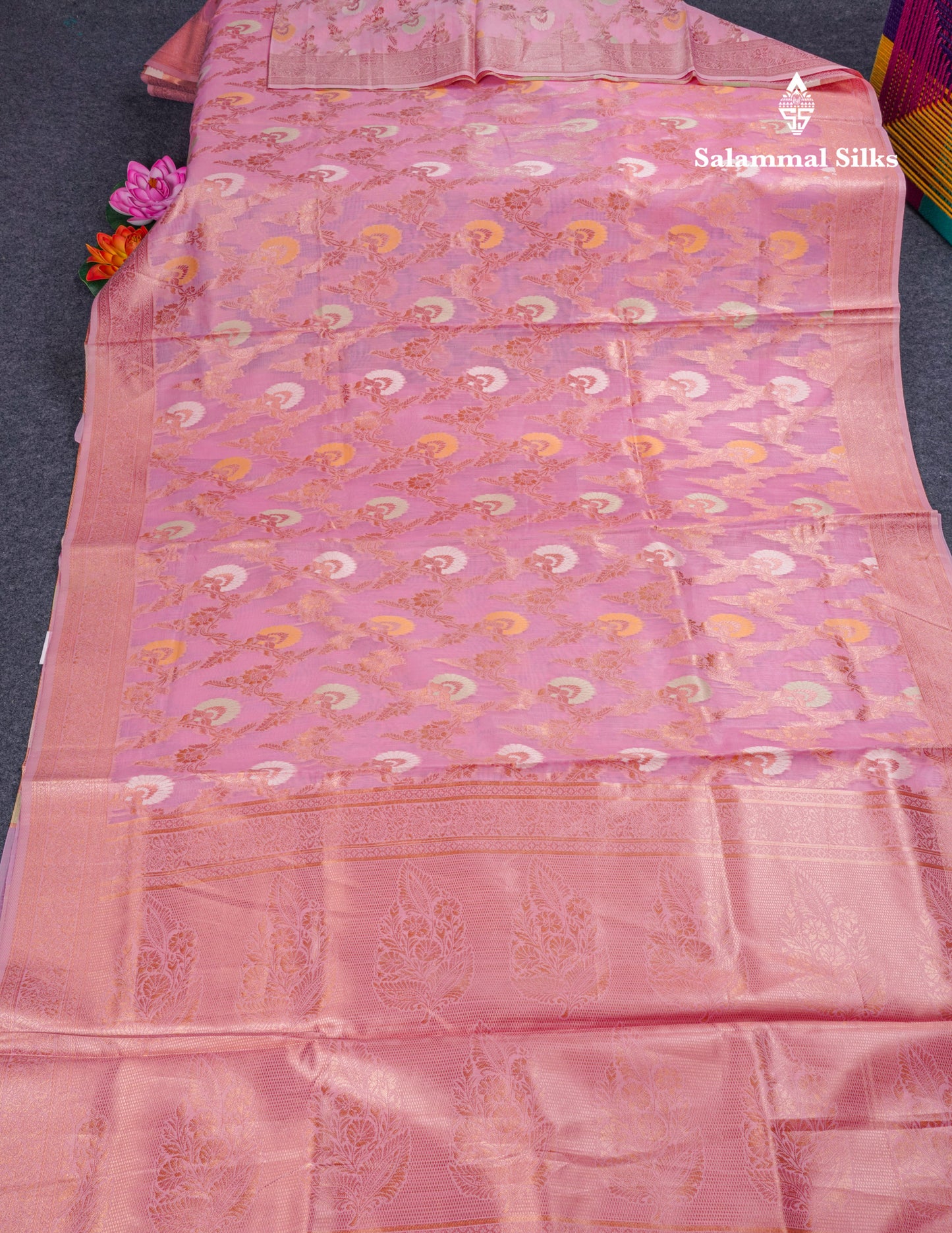 Light Green Meenakari Work Cotton Mix Saree With Self Blouse