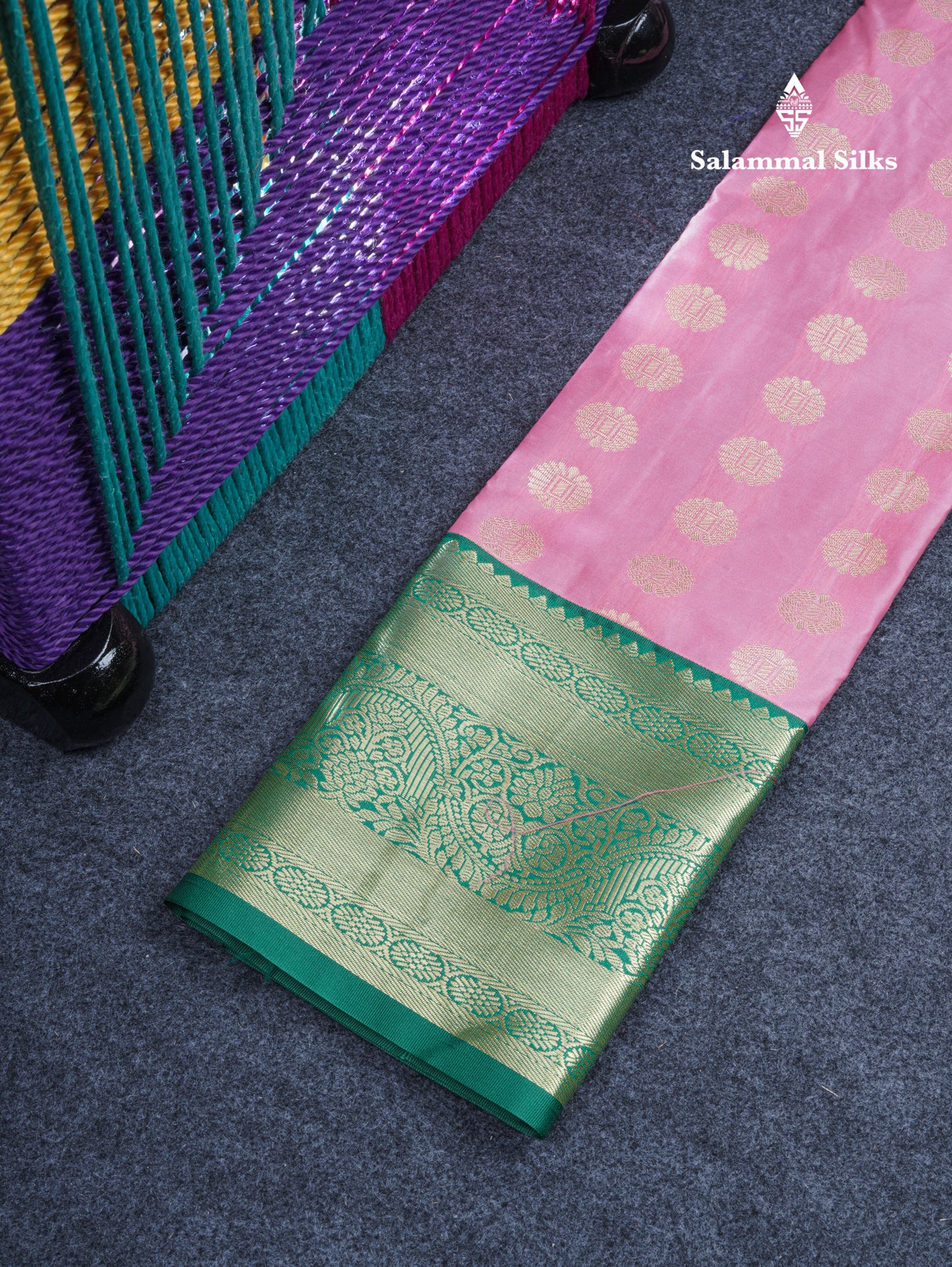 Semi Silk Pattu Pavadai (Onion Pink) with Bottle Green Blouse 26"