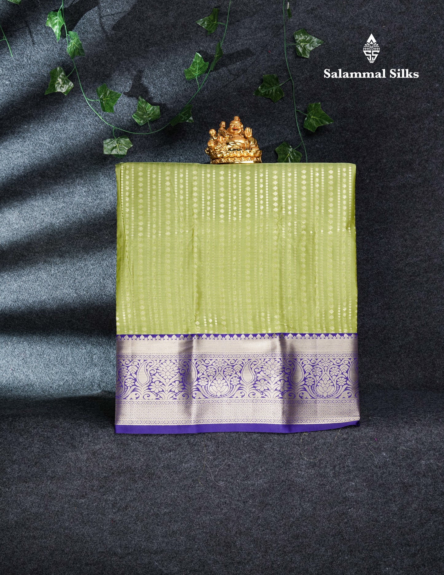 Semi Silk Pattu Pavadai (Green) with Violet Blouse 27"