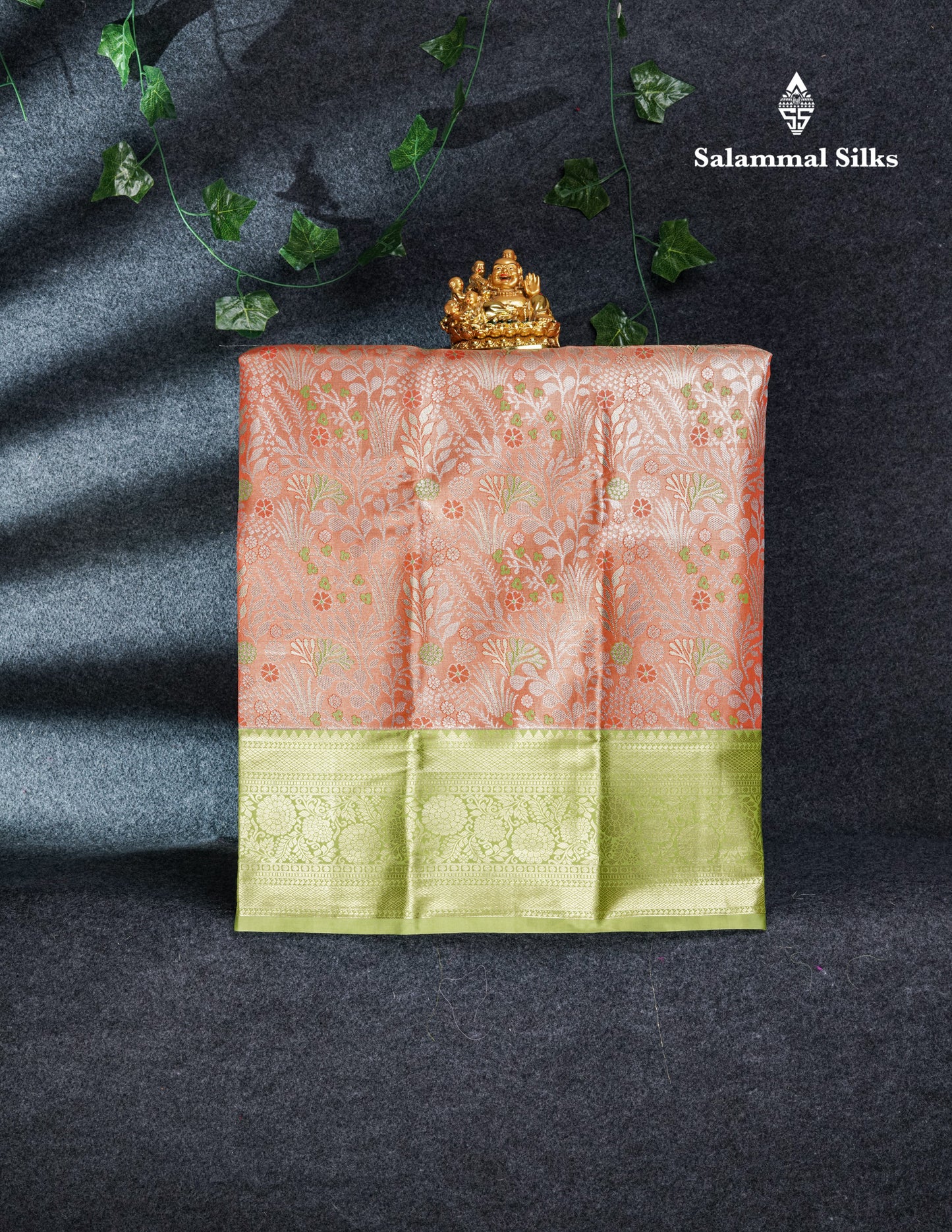 Semi Silk Pattu Pavadai Tissue (Orange) with Pista Green Blouse 27"