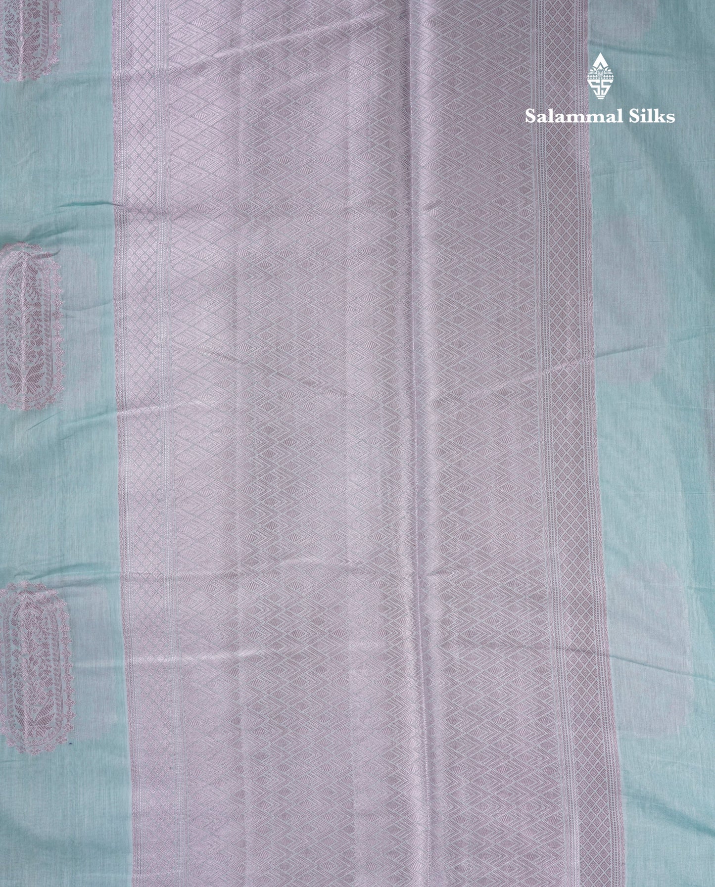 Pastel Blue Cotton Mix Saree With Small Zari Border