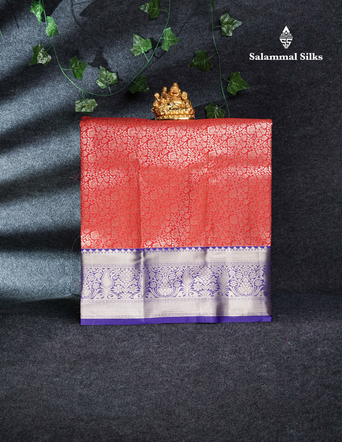 Semi Silk Pattu Pavadai (Red) with Violet Blouse 27"