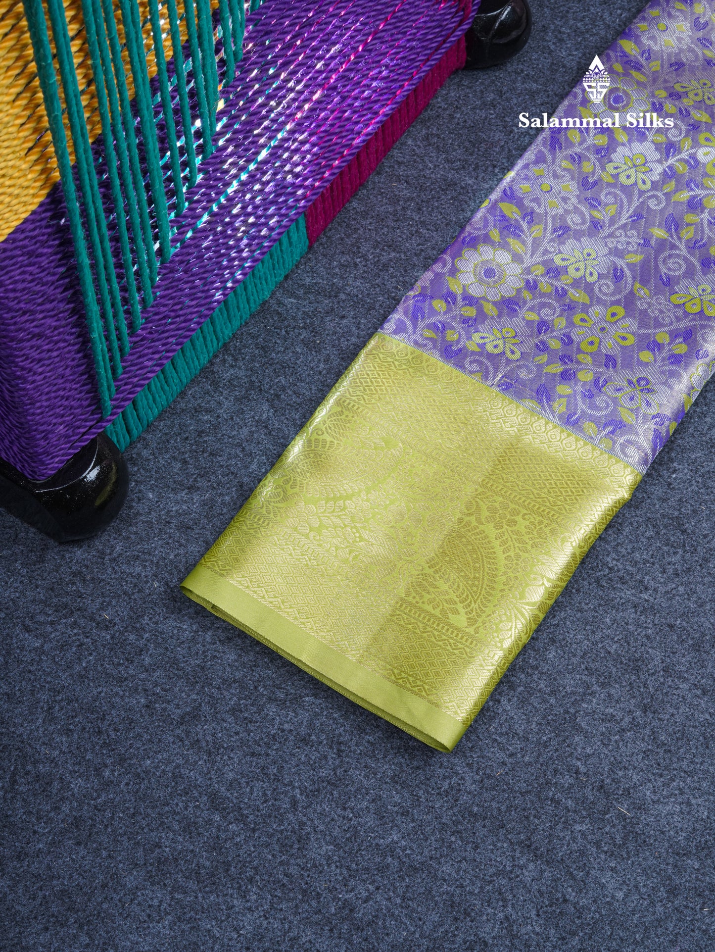 Semi Silk Pattu Pavadai Tissue (Violet) with Pista Green Blouse 27"