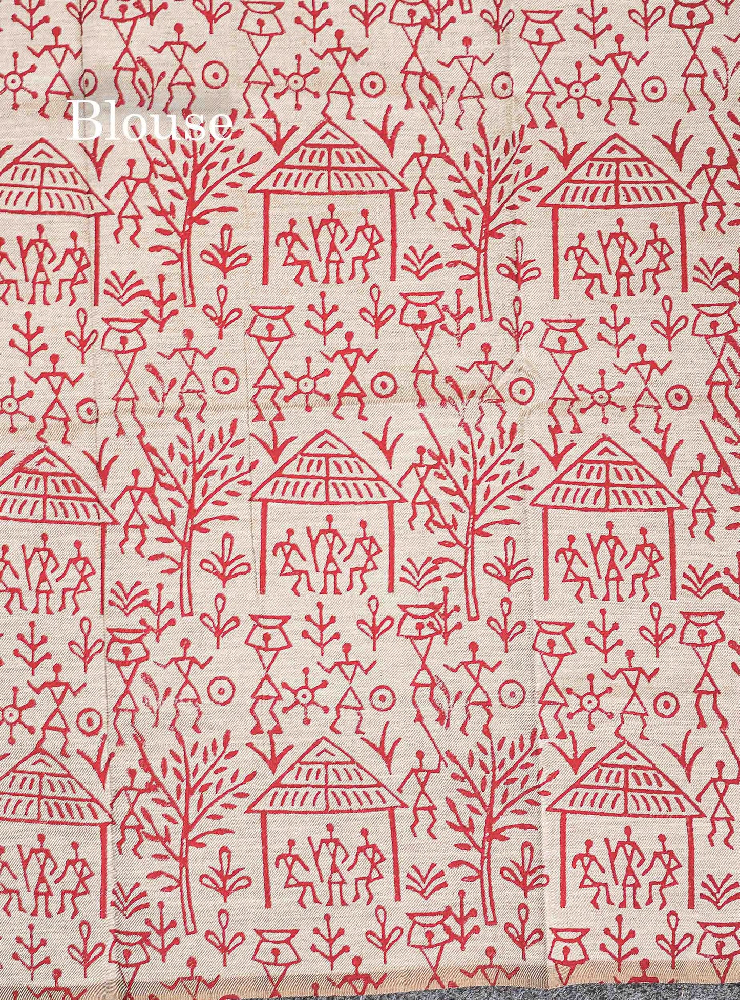 South Cotton Saree - Reddish Maroon Printed Saree With Contrast Cream Blouse