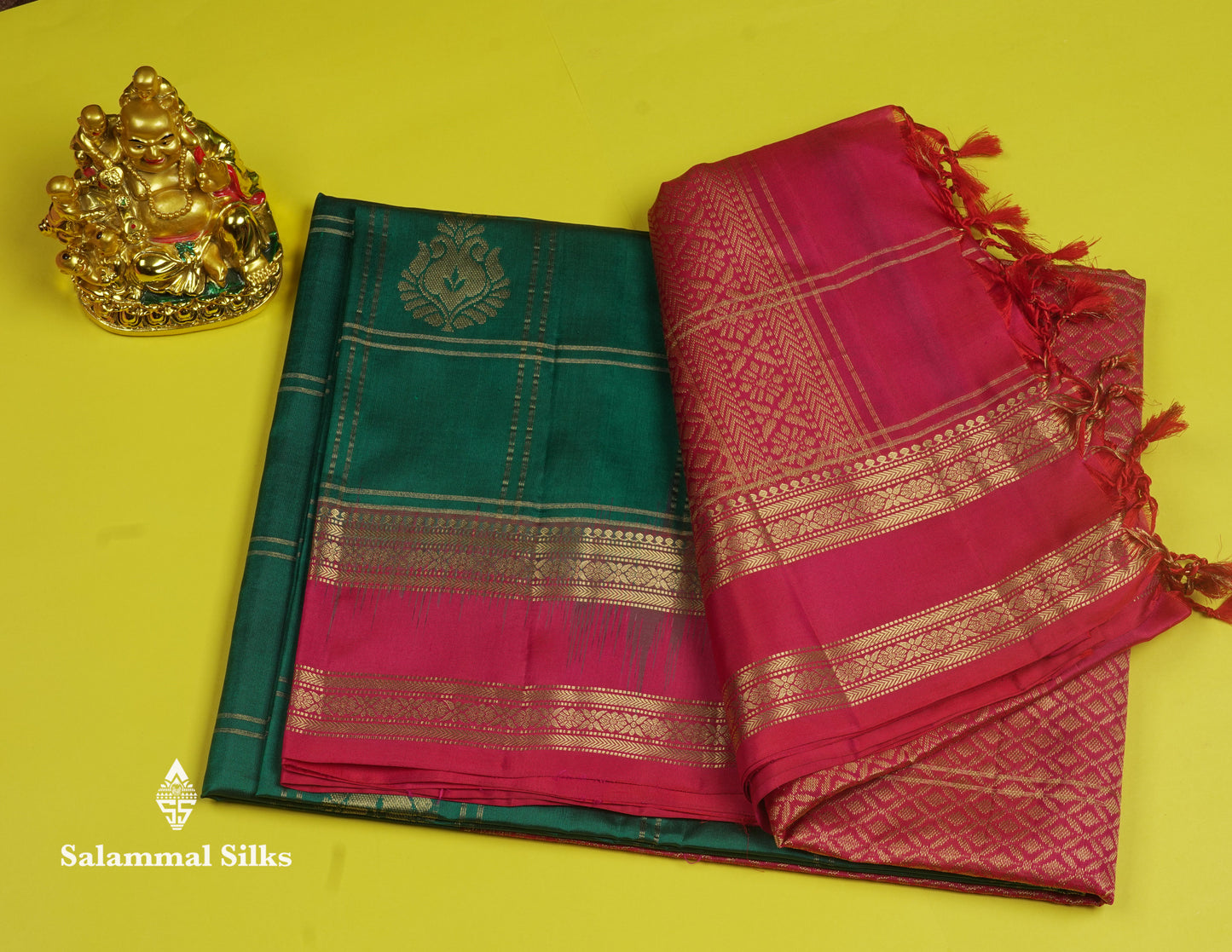 Beautiful Blue Pure Kanjivaram Soft Silk Saree With Contrast Red Traditional Border