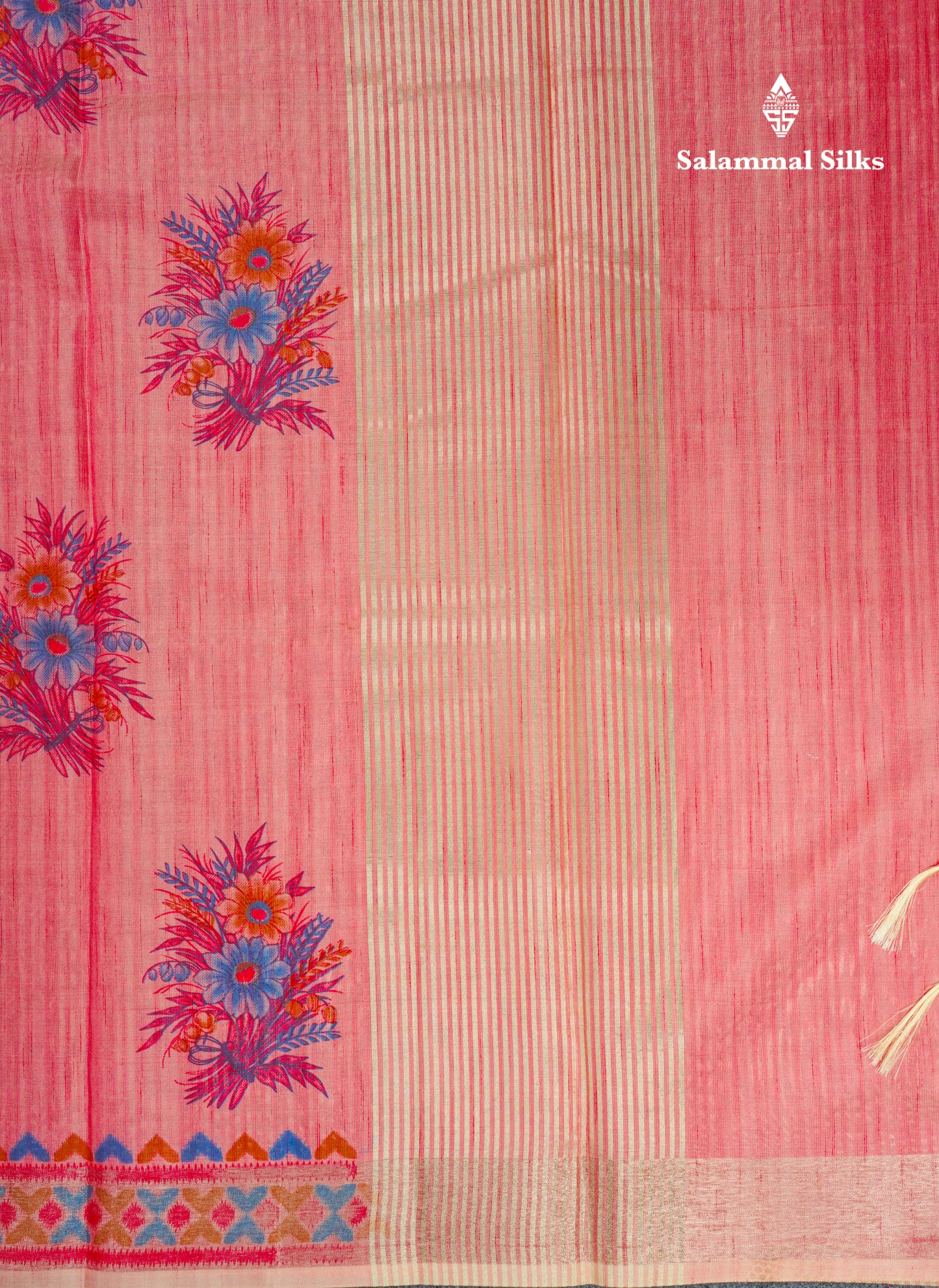 Elaichi Green Printed Cotton Mix Saree With Small Tissue Border