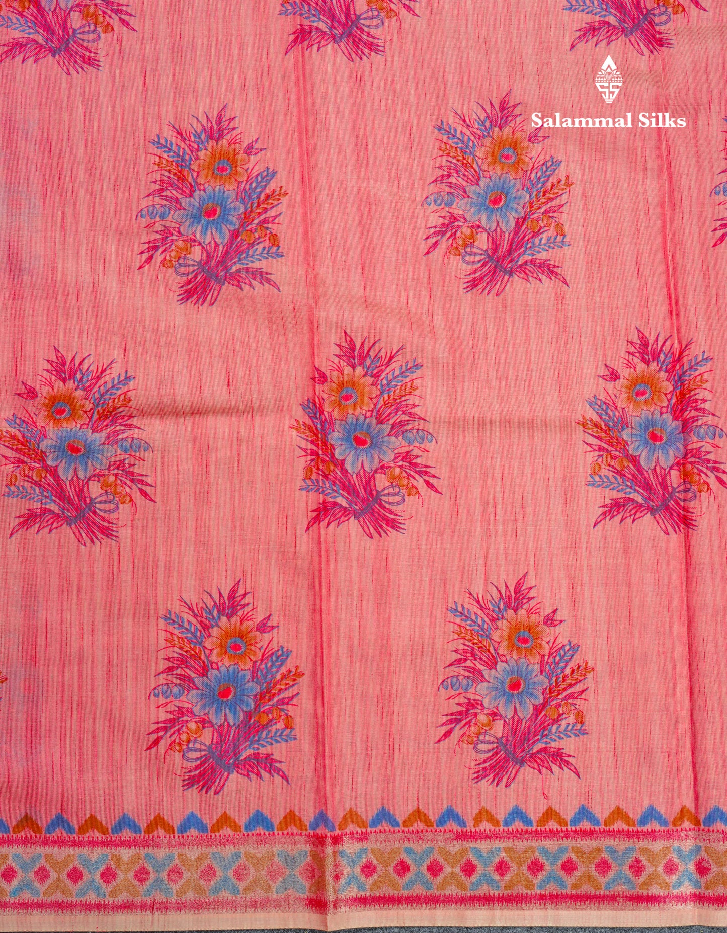 Elaichi Green Printed Cotton Mix Saree With Small Tissue Border