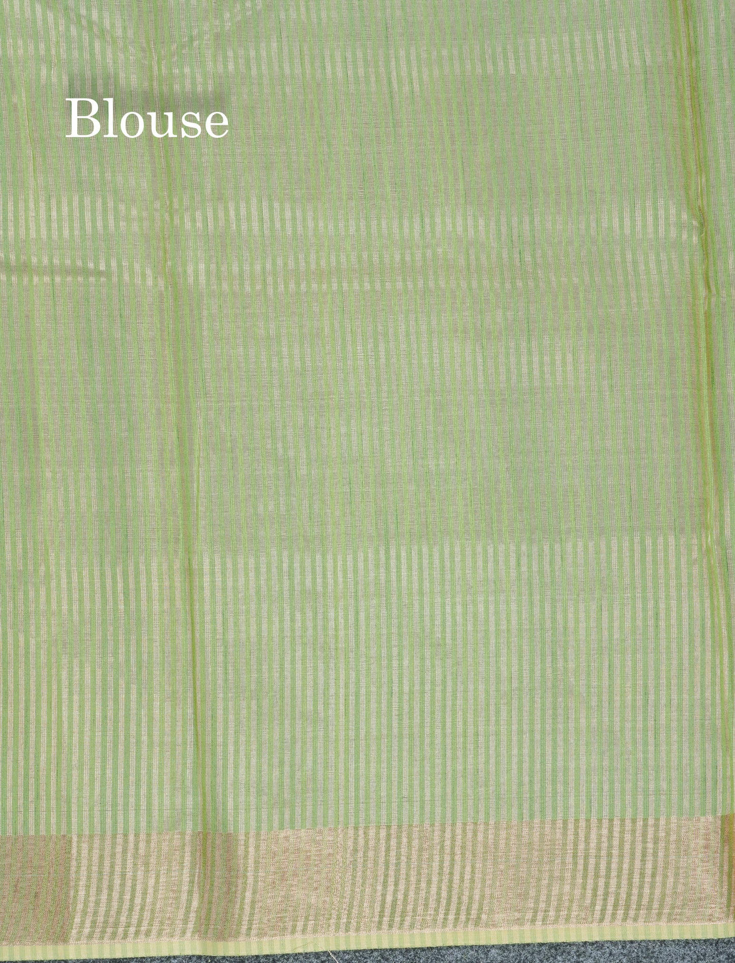 Elaichi Green Printed Cotton Mix Saree With Small Tissue Border