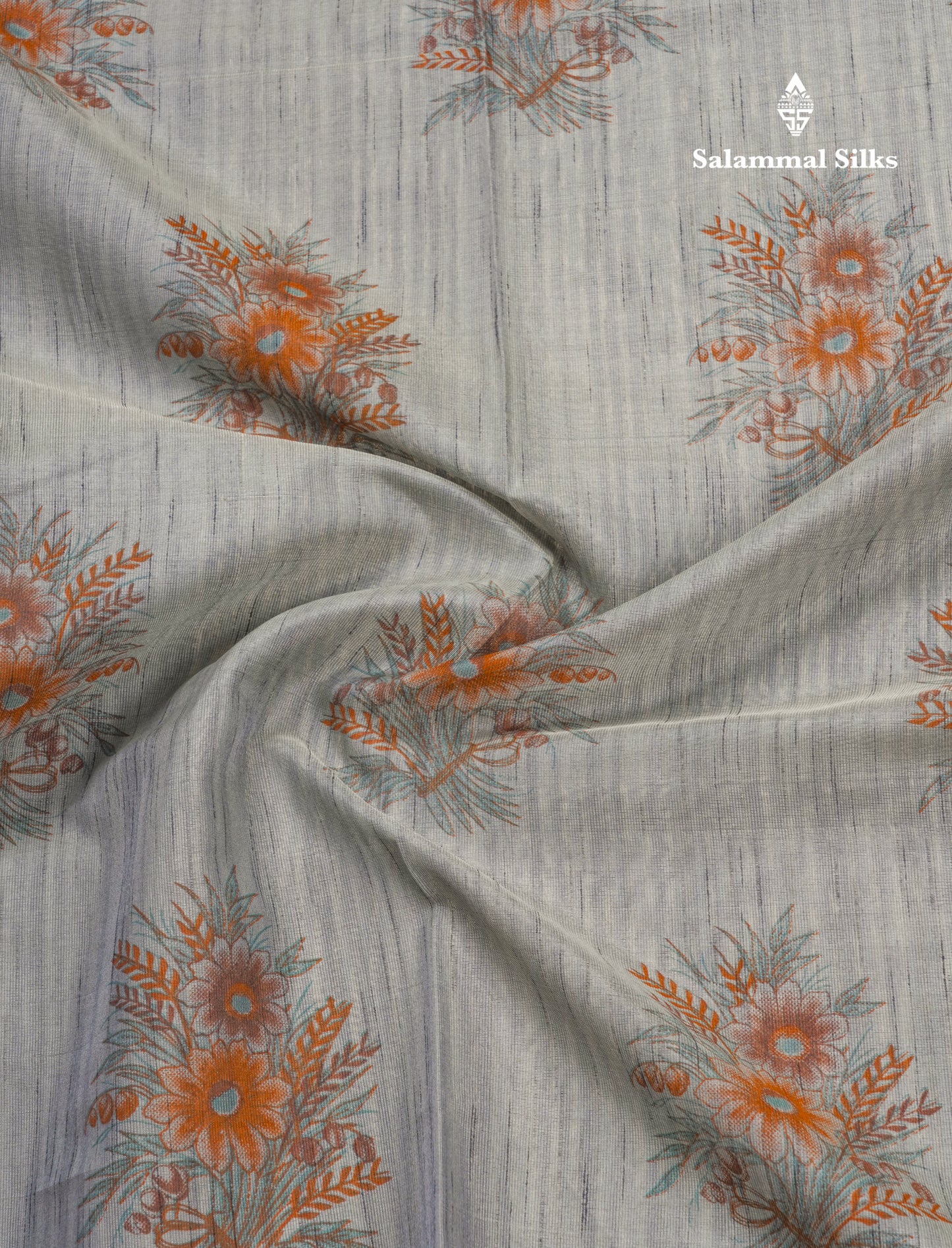 Gray Fancy Saree With Copper Zari Border