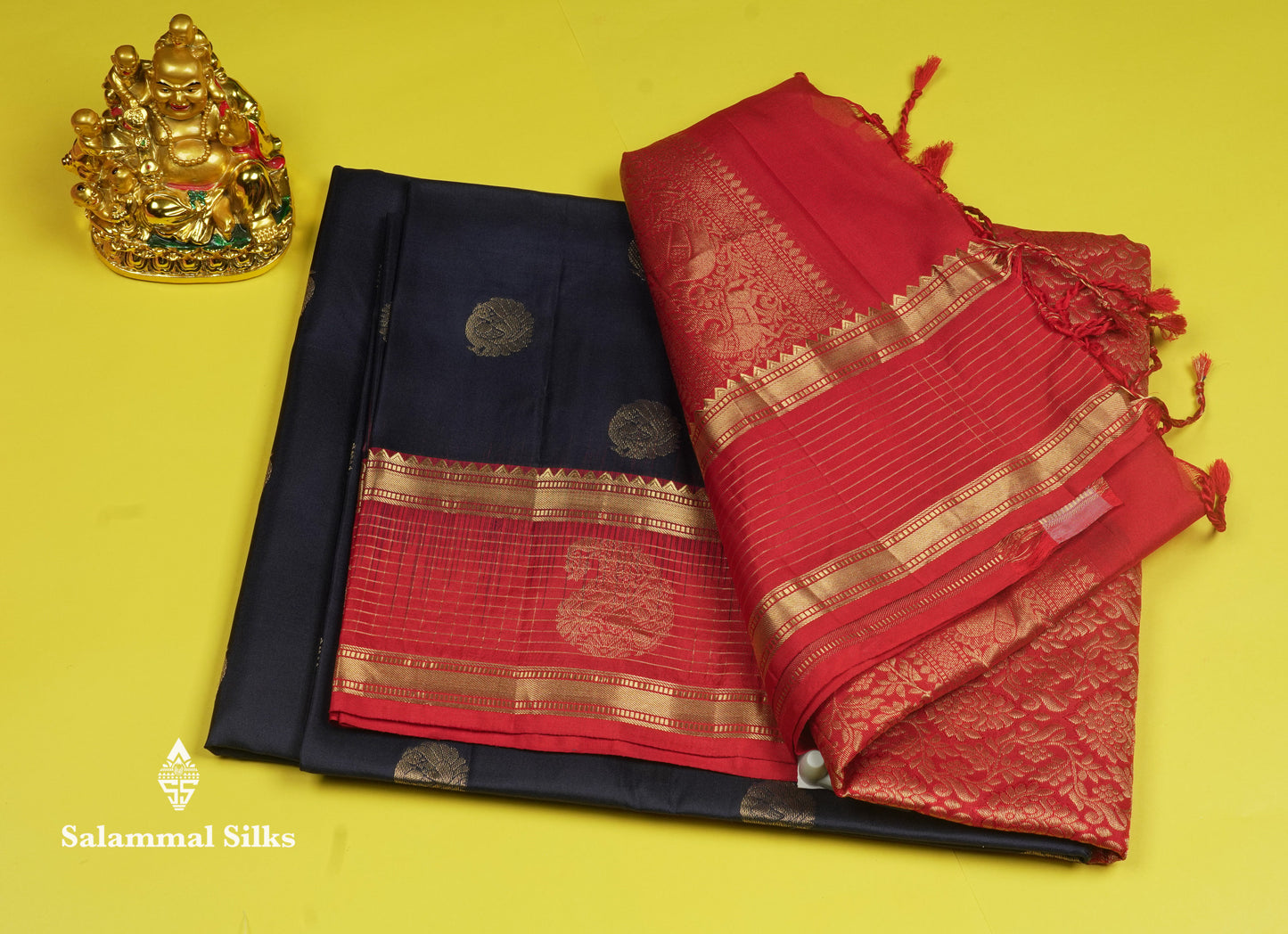 Beautiful Sea Blue Pure Kanjivaram Soft Silk Saree With Contrast Maroon Traditional Border