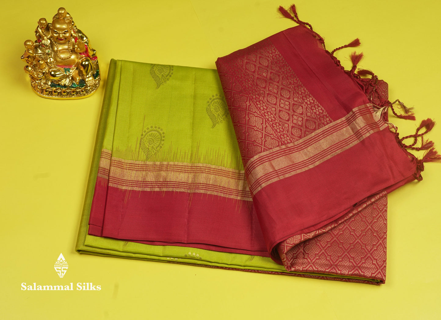 Beautiful Sea Green Pure Kanjivaram Soft Silk Saree With Contrast Maroon Border