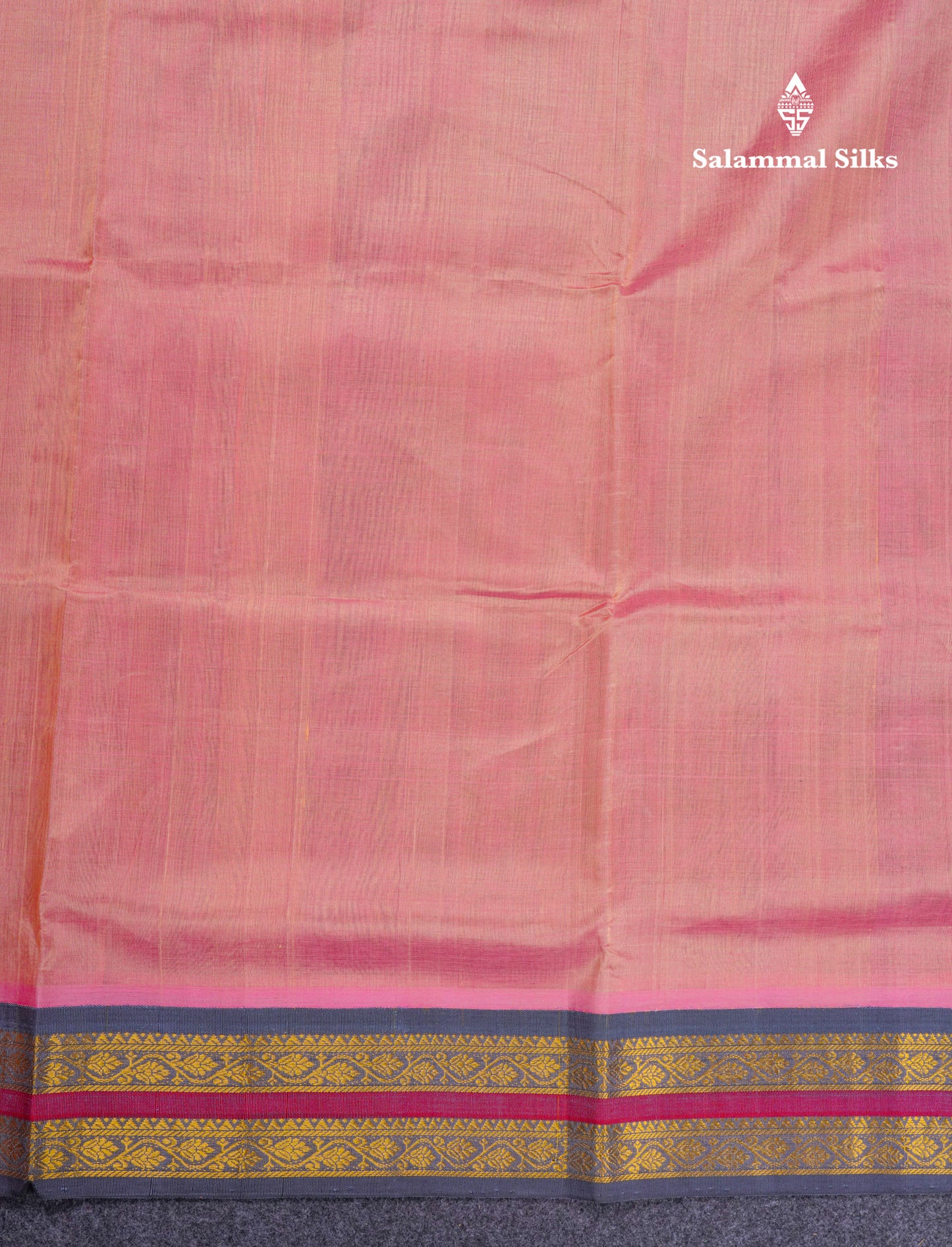 Onion Pink Pure Silk Cotton Saree With Contrast Dark Purple Traditional Border