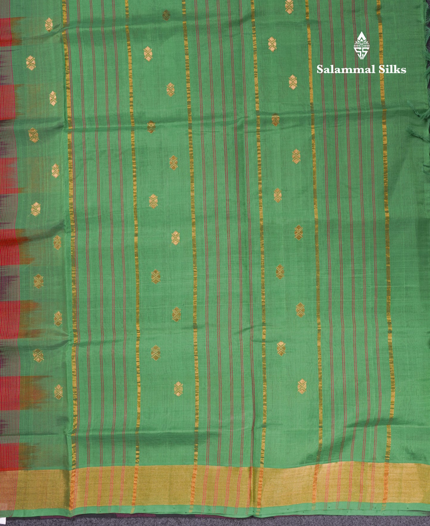 Paalum Pazham Checks Pure Silk Cotton Saree With Contrast Parrot Green Blouse