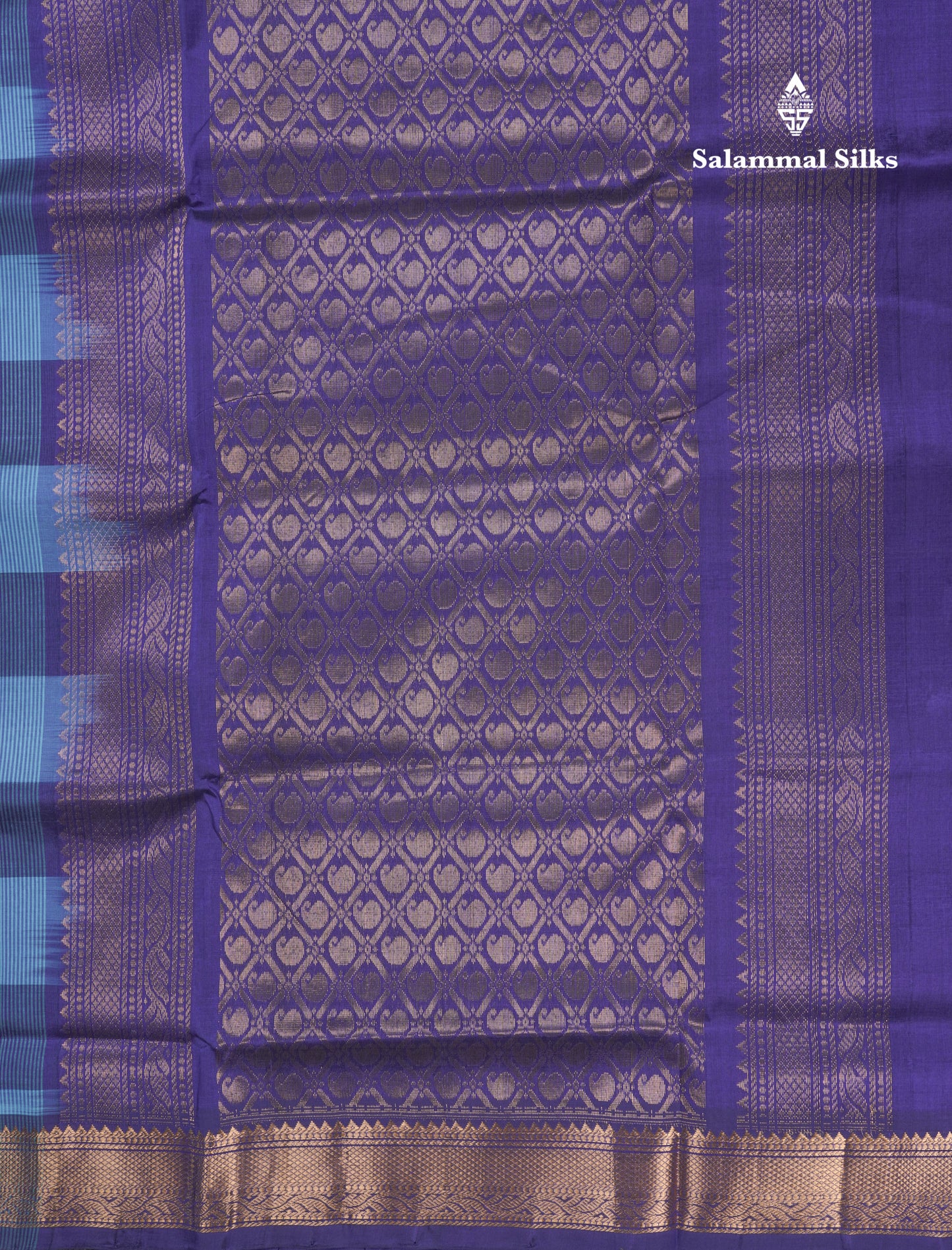 Paalum Pazham Checks Pure Silk Cotton Saree With Contrast Violet Blouse