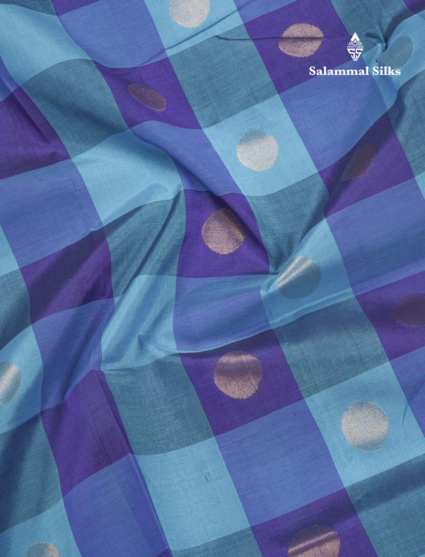 Paalum Pazham Checks Pure Silk Cotton Saree With Contrast Violet Blouse
