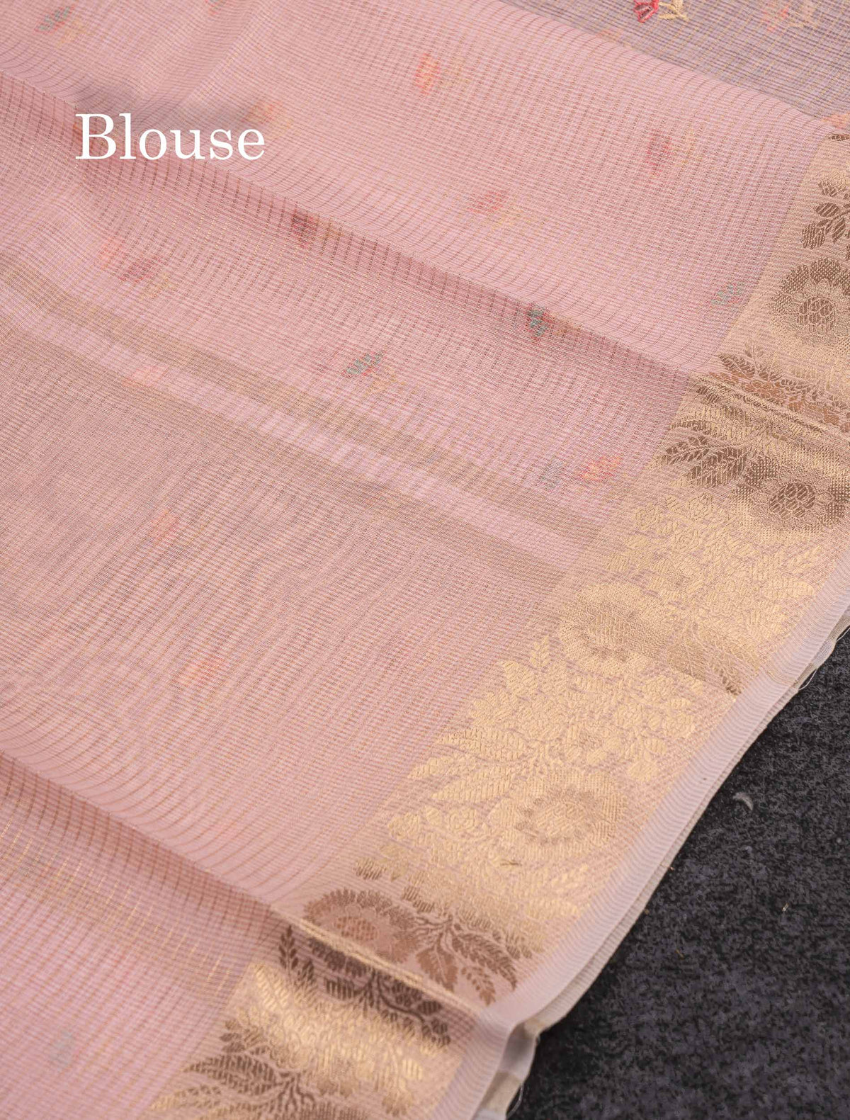 Beautiful Cream Green Embroidery Floral Design Kota Cotton Mix Saree With Fancy Border