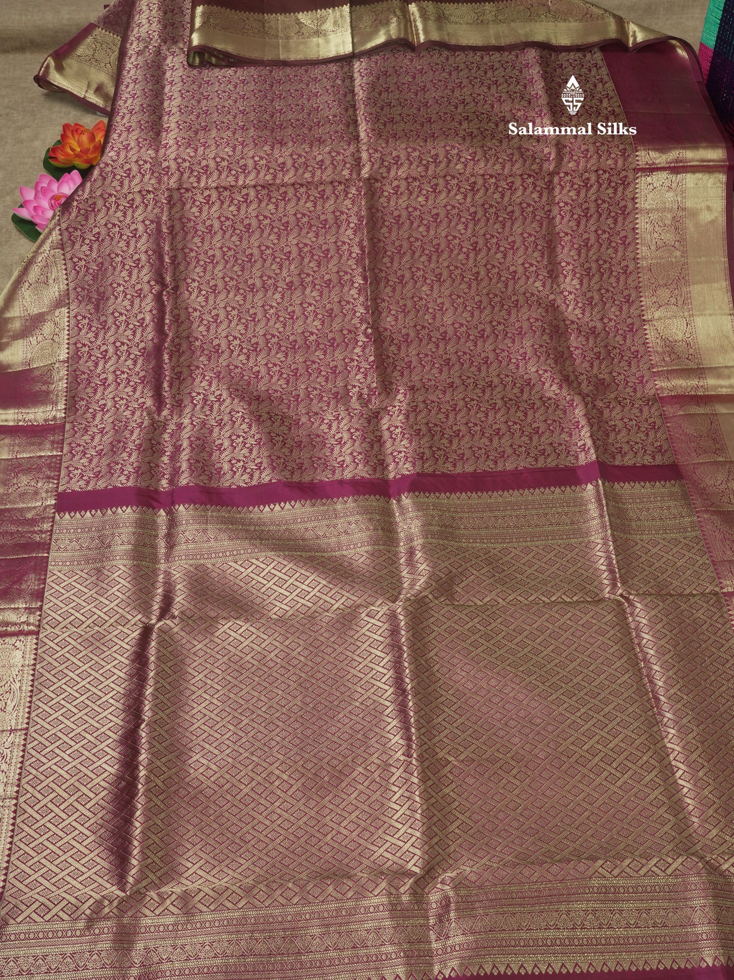 Magenta Bridal Pure Kanjivaram Silk Saree With Self Border