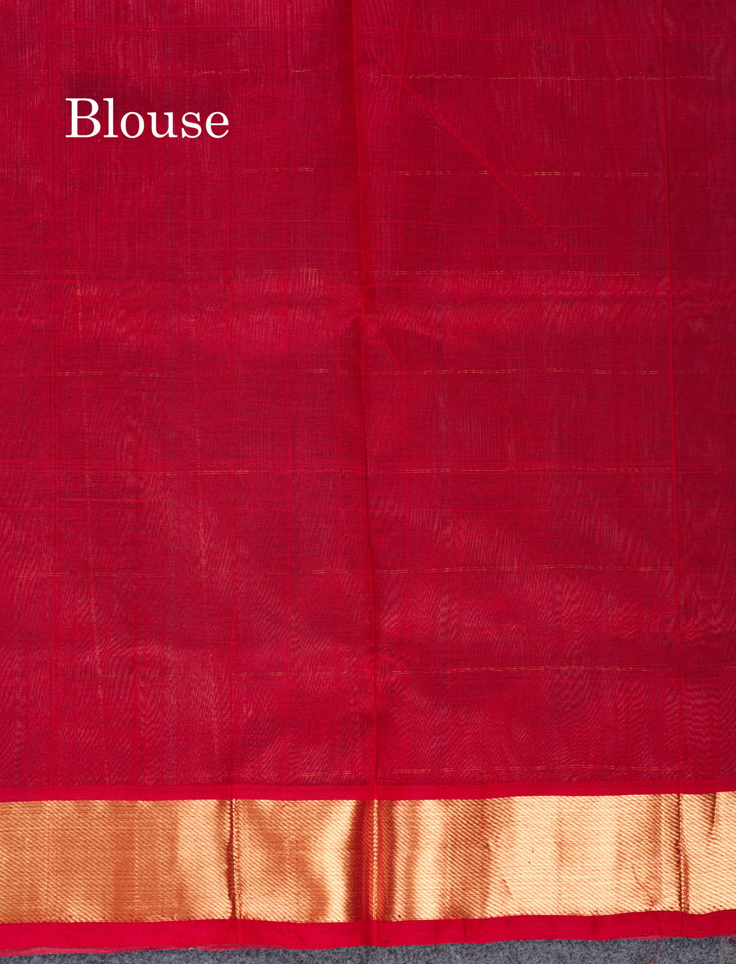 Grey Pure Silk Cotton Saree With Contrast Chilly Red Blouse
