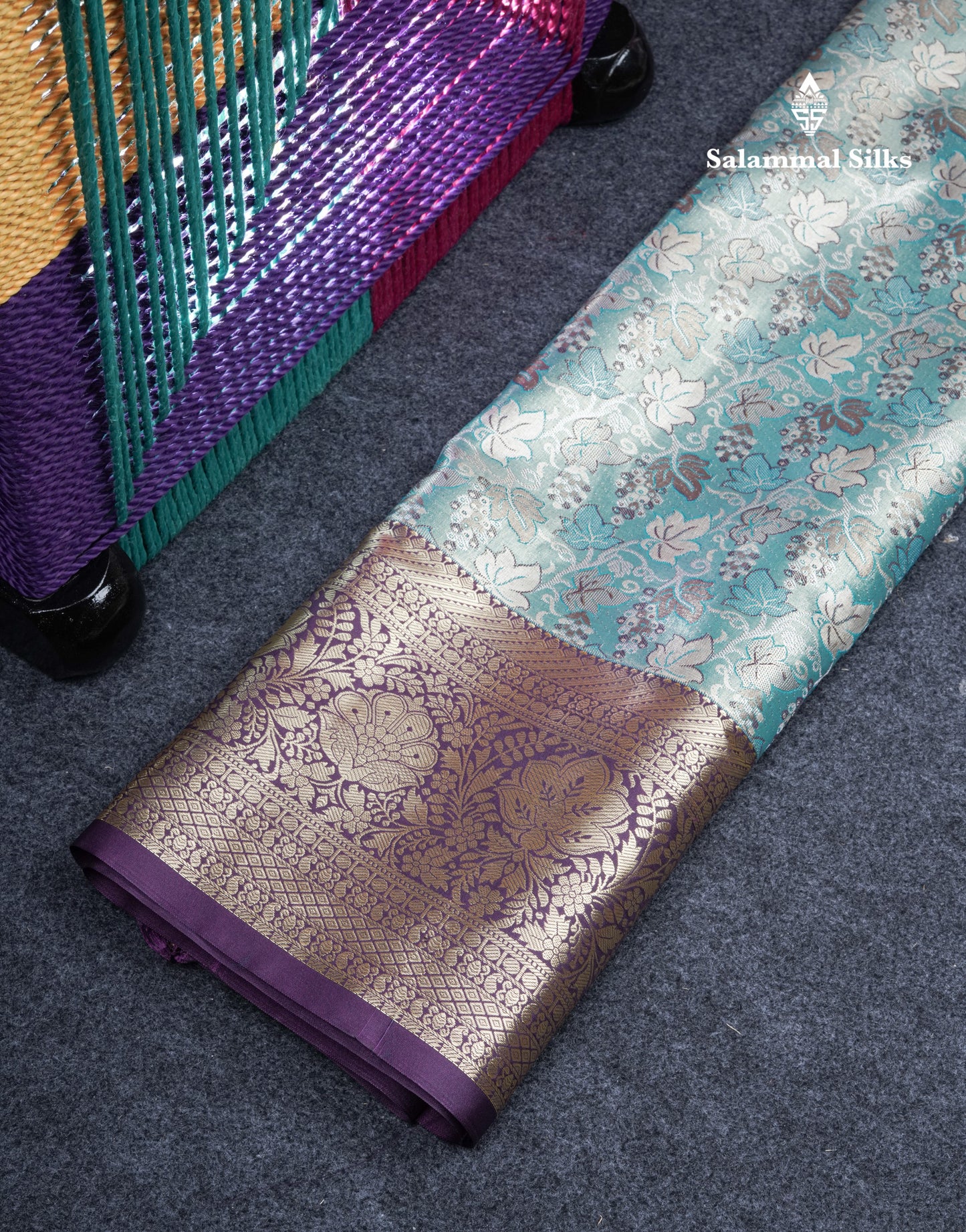 Semi Silk Pattu Pavadai Tissue (Golden Yellow) With Magenta Pink Blouse 35.5"