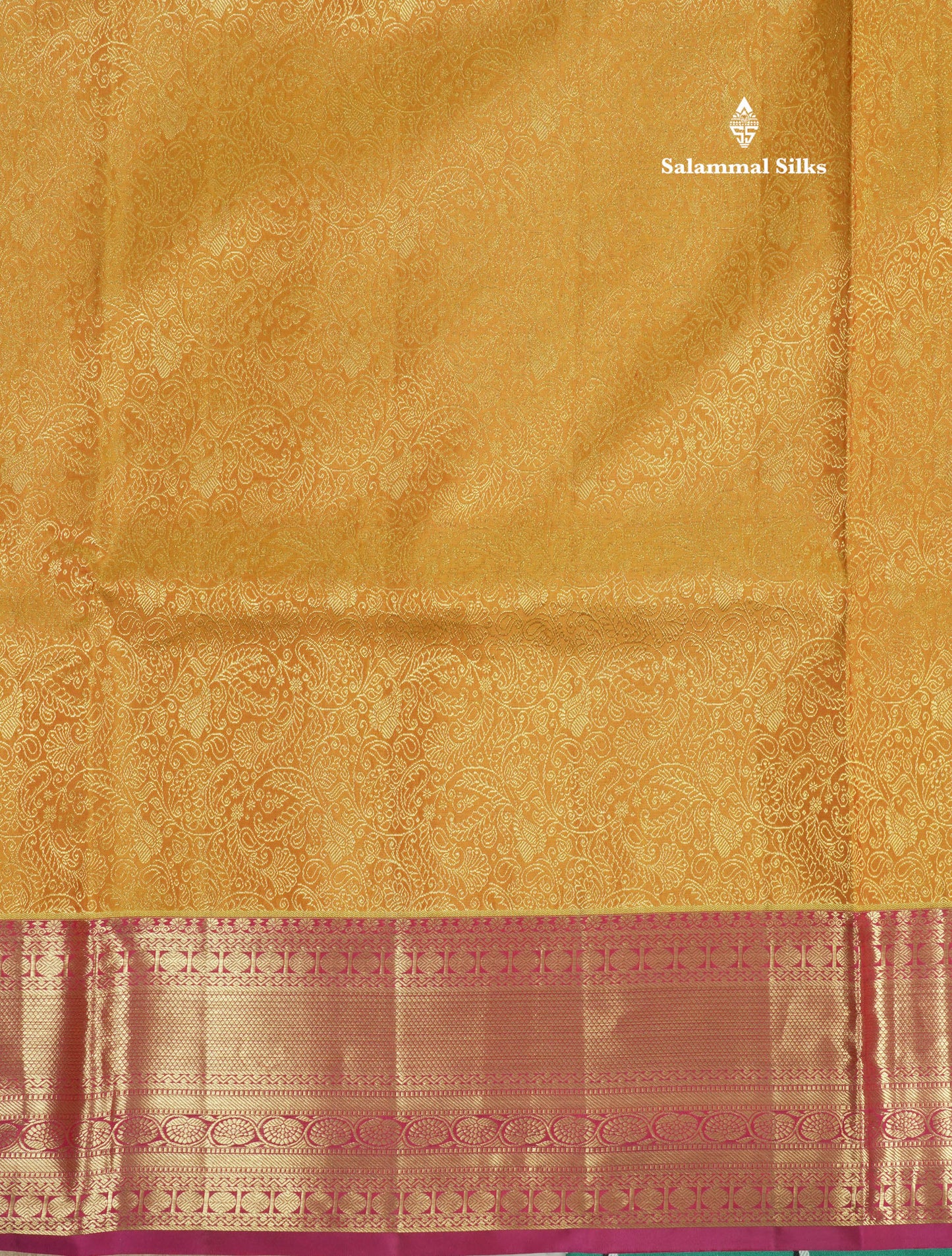 Mustard Yellow Bridal Pure Kanjivaram Silk Saree With Contrast Magenta Border