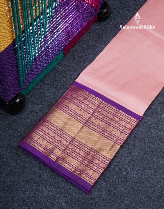 Pure Silk Pattu Pavadai (Peach) With Vadamalli Blouse 36"