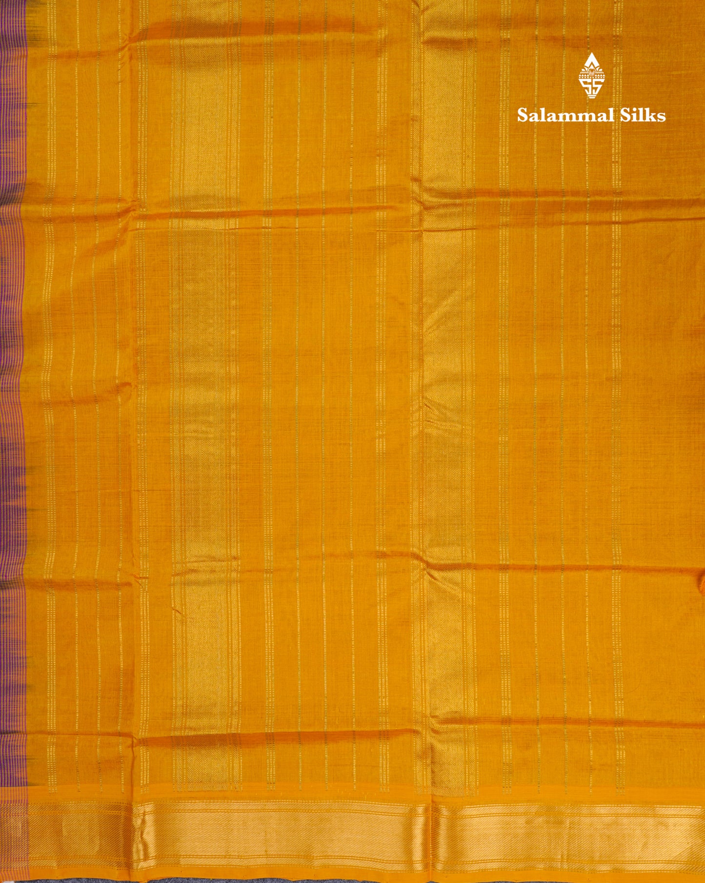 Violet Plain Pure Silk Cotton Saree With Contrast Mustard Yellow Blouse