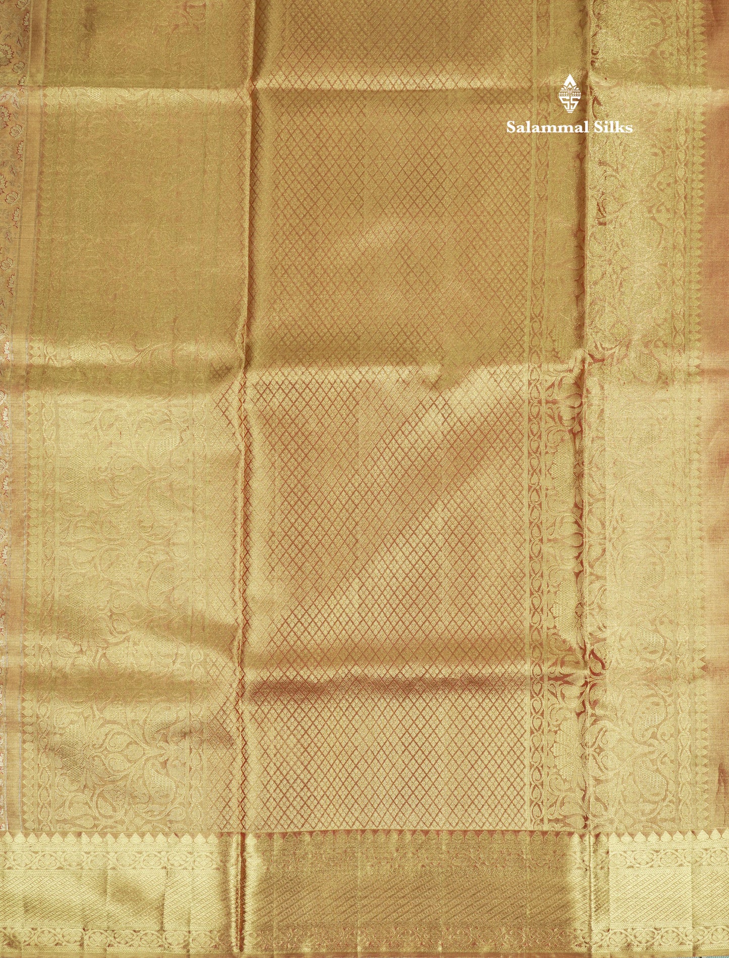 Orange Tissue Bridal Pure Kanjivaram Silk Saree With Self Border