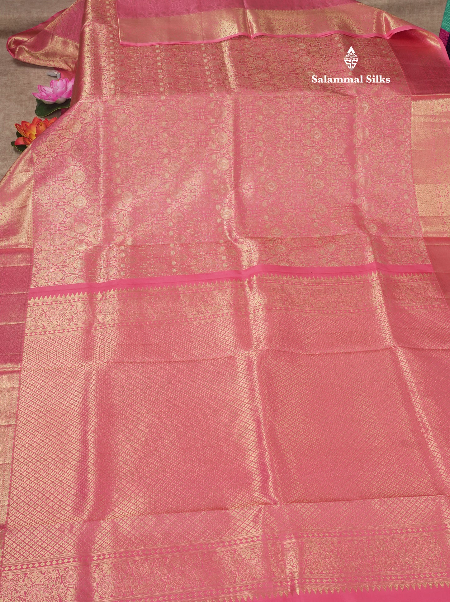 Pink Bridal Pure Kanjivaram Silk Saree With Self Border
