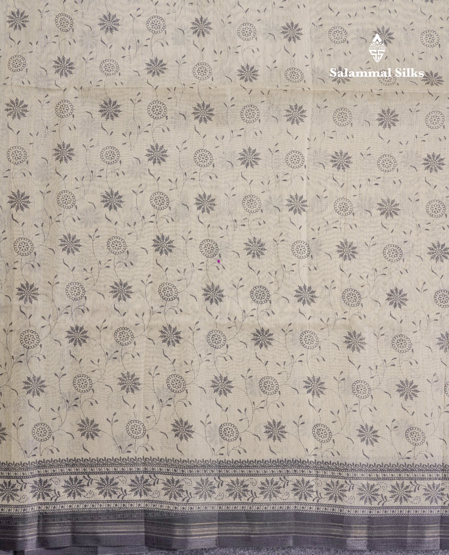Sandal Colour Floral Print Linen Mix Saree With Black Blouse
