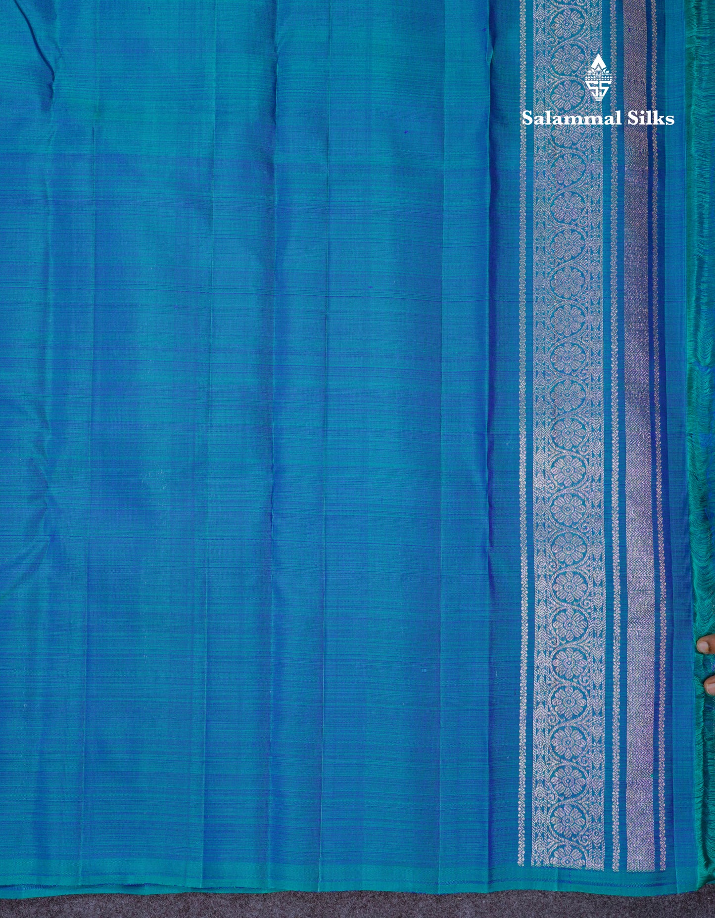 Dual Tone Peacock Blue Fancy Pure Kanjivaram Silk Saree With Blouse