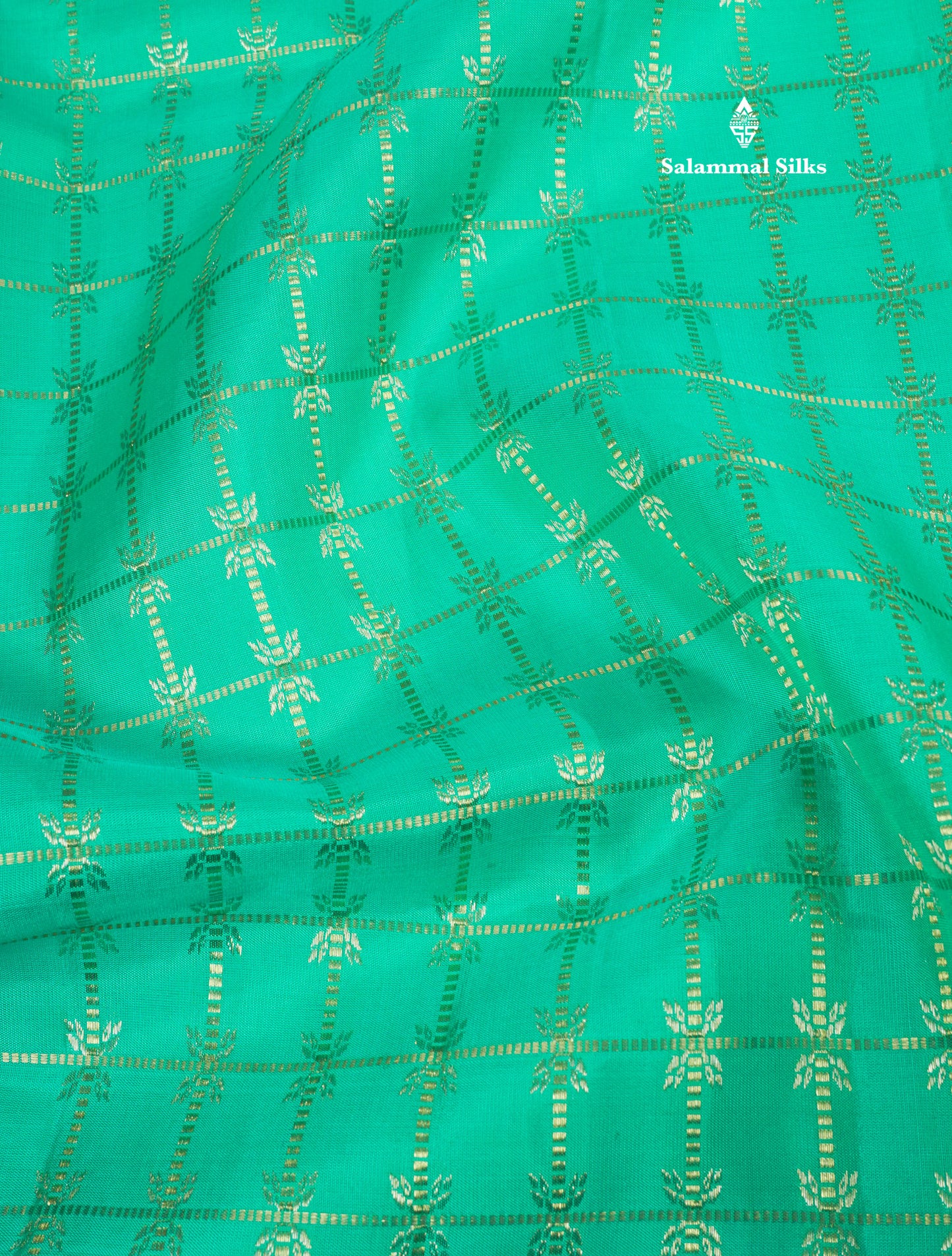 Sapphire Green Bridal Pure Kanjivaram Silk Saree With Self Border