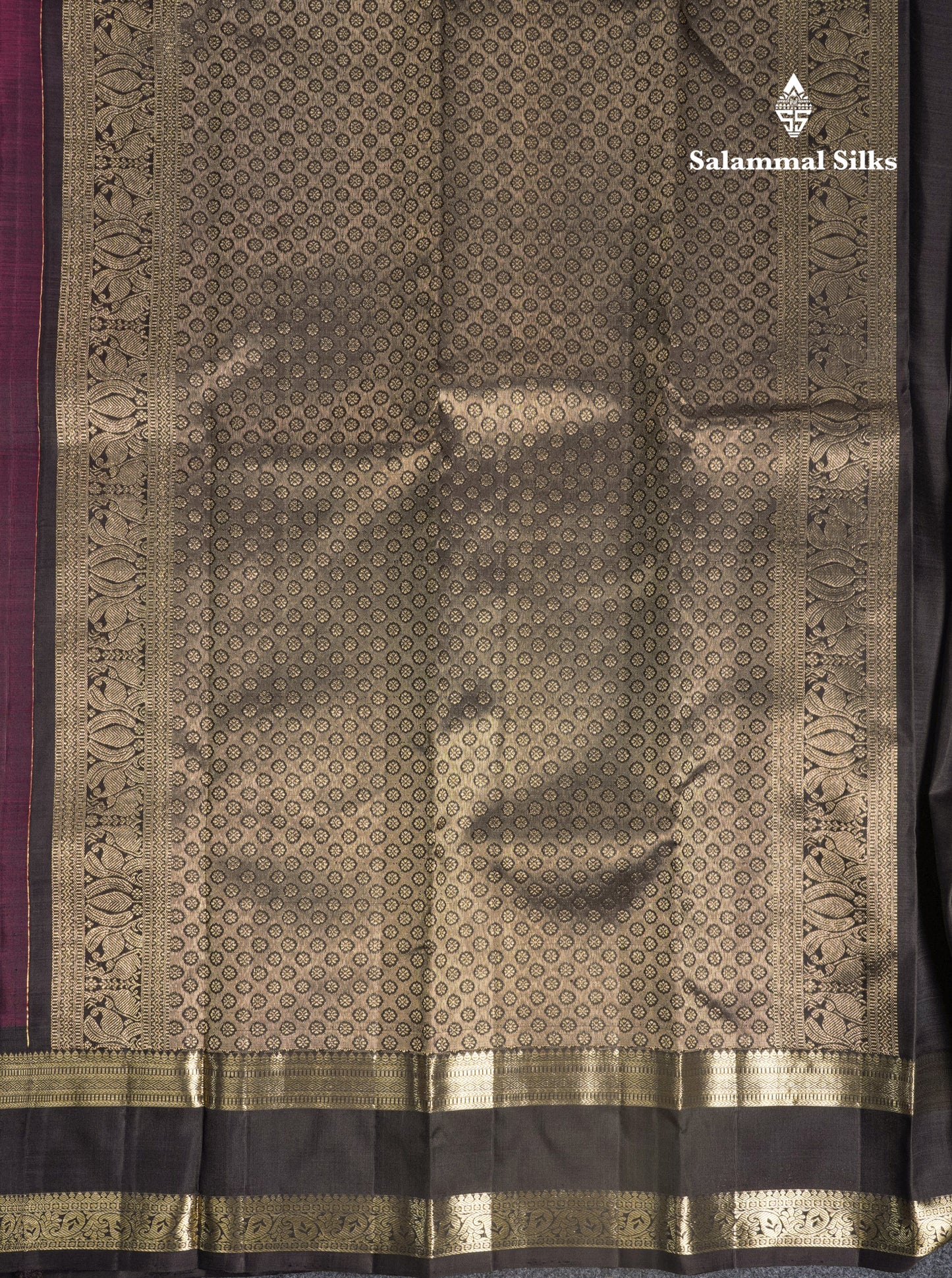 Dual Tone Magenta Pure Kanjivaram Silk Saree With Contrast Dark Brown Double Border