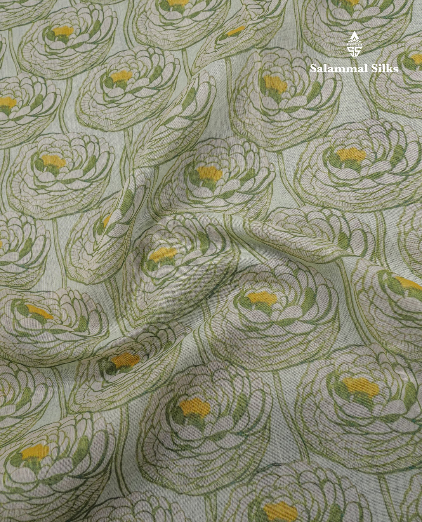 Light Green Chanderi Mixed Cotton Saree With Contrast Army Green Border